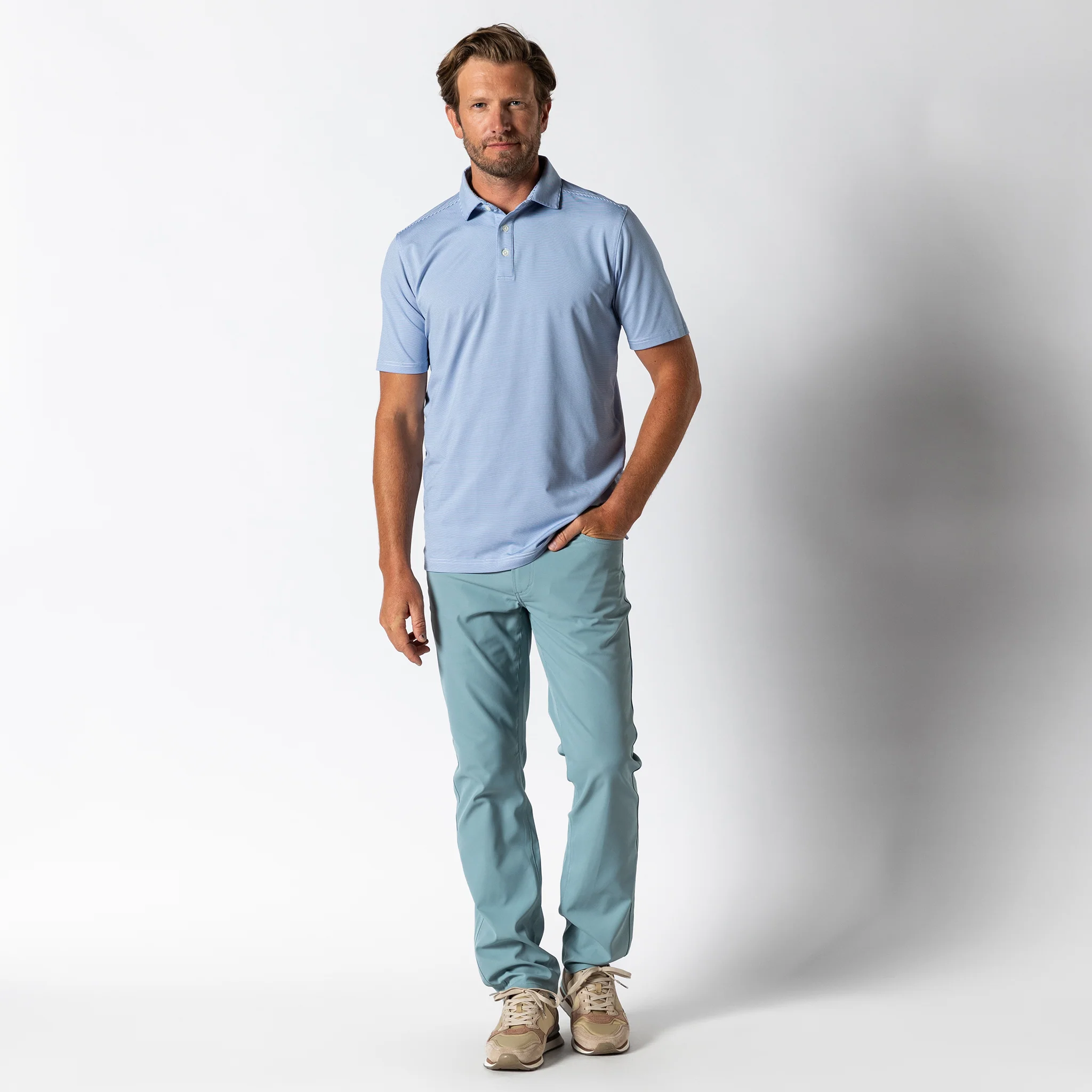 Long Drive Performance Polo - Blane Stripe - Lake Blue - Image 3
