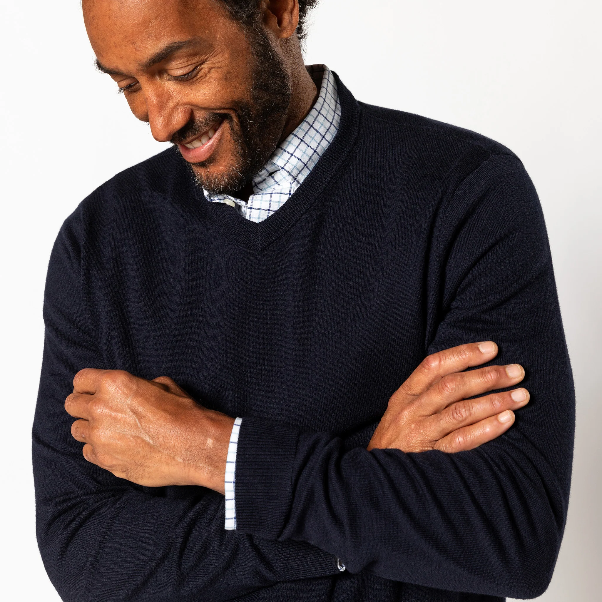 Buckley Merino V-Neck Sweater - Navy - Image 3