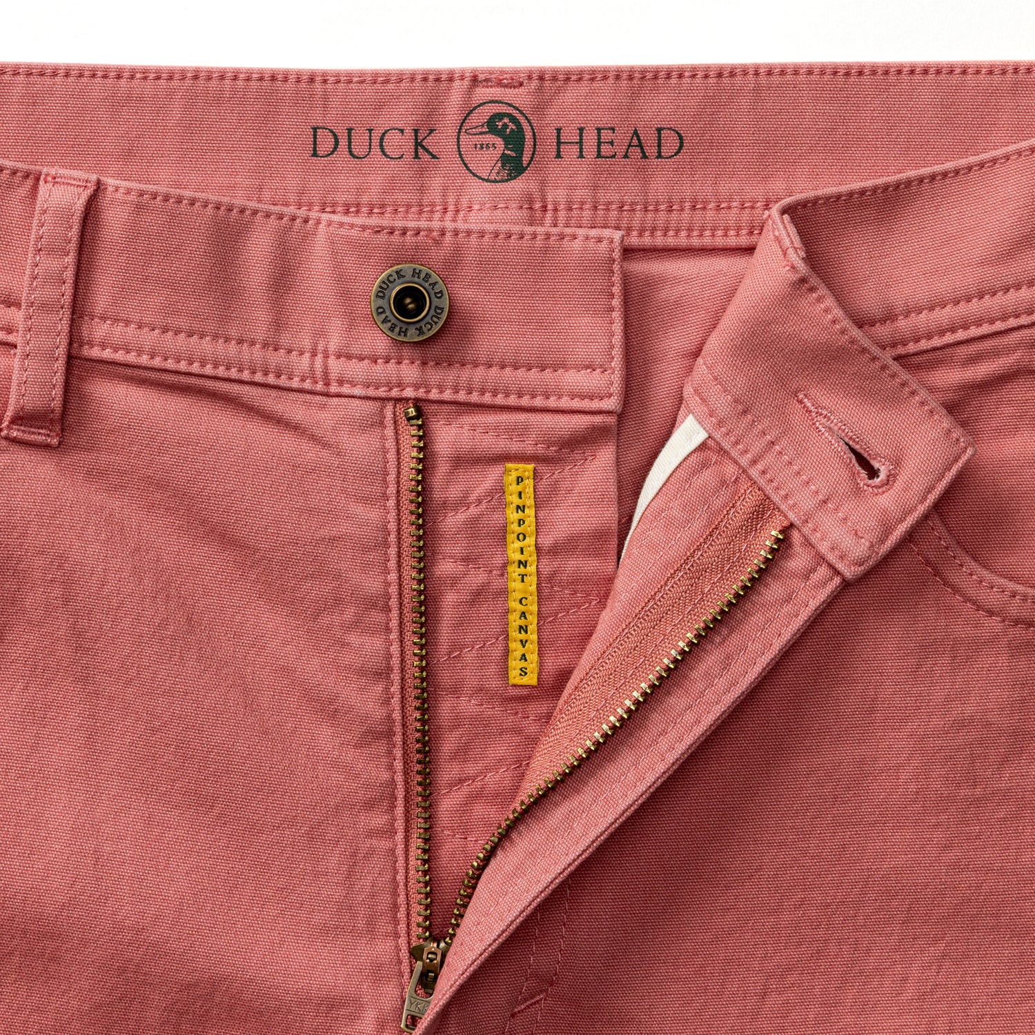 Classic Fit Pinpoint Canvas Five-Pocket - Washed Coral - Image 4