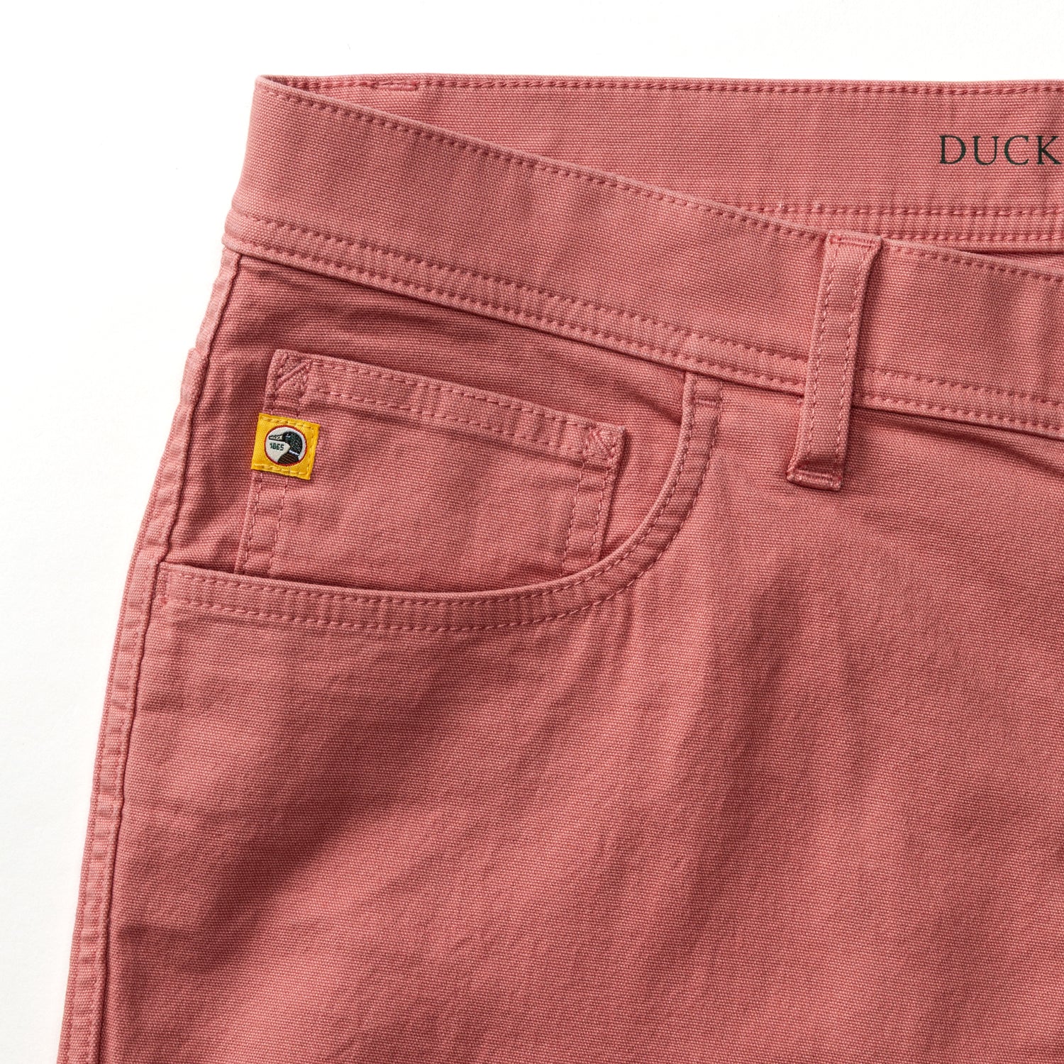 Classic Fit Pinpoint Canvas Five-Pocket - Washed Coral - Image 5