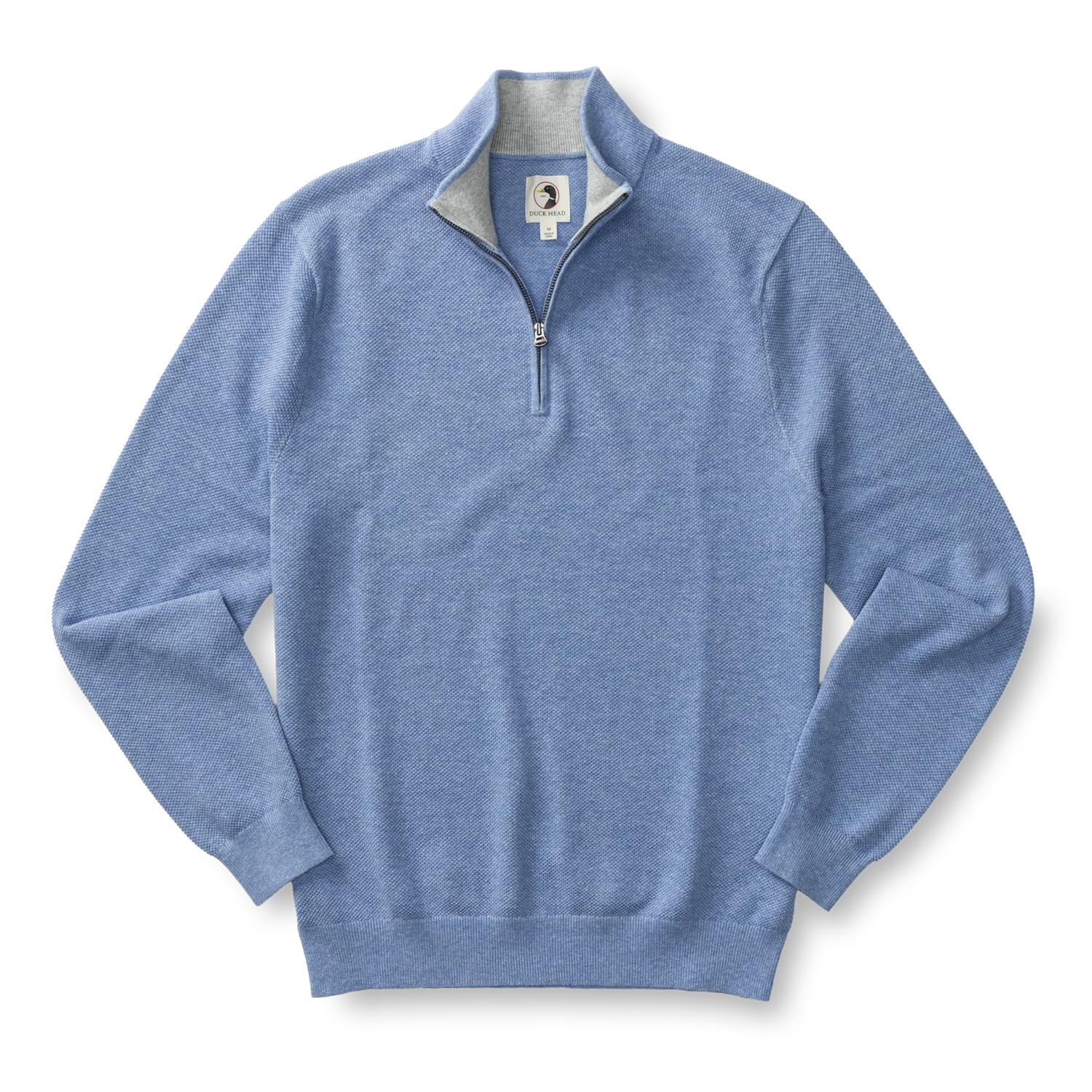 Colton Pique 1/4 Zip Sweater - Chambray Blue Heather - Image 3