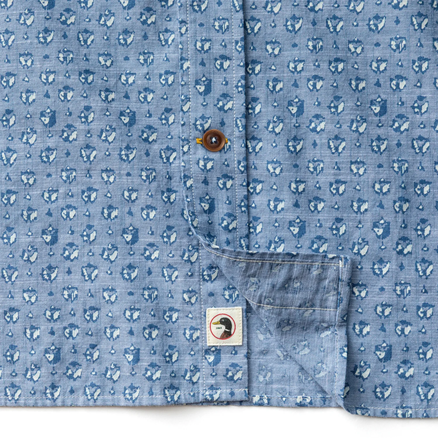 Cotton Chambray Sport Shirt - Bellmont Print - Blue Horizon - Image 5
