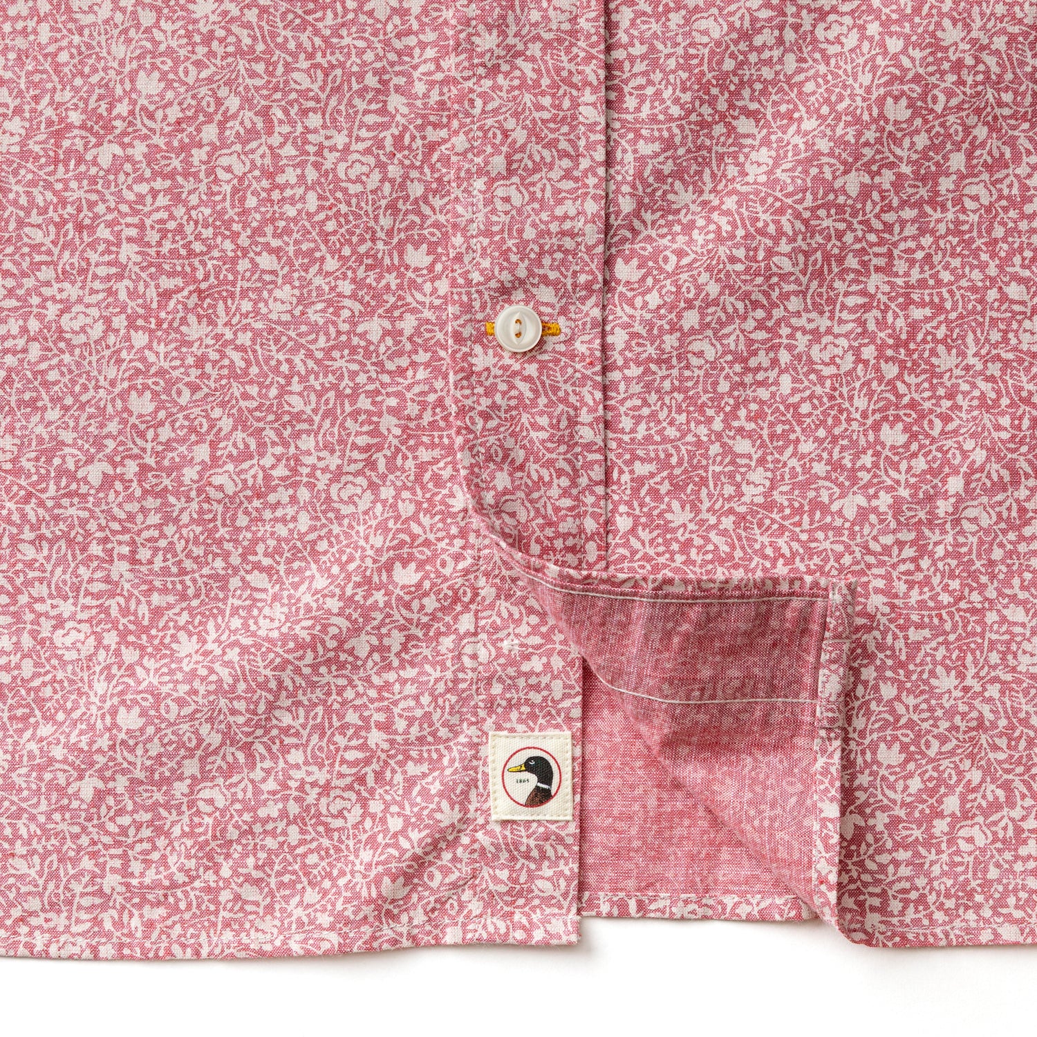 Cotton Chambray Sport Shirt - Woodville Floral - Rosewood - Image 4