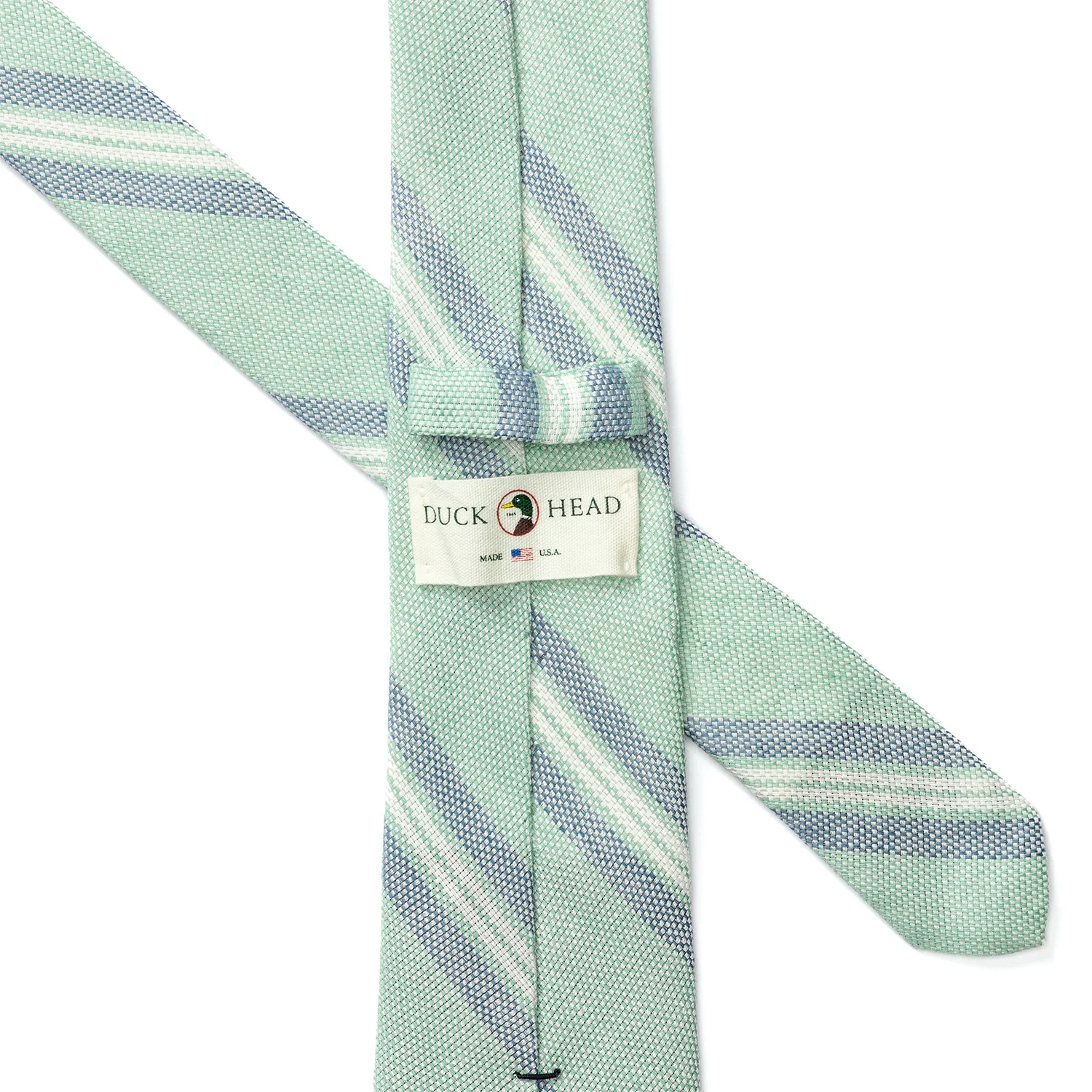 Cotton Linen Stripe Tie - Aspen Green - Image 2