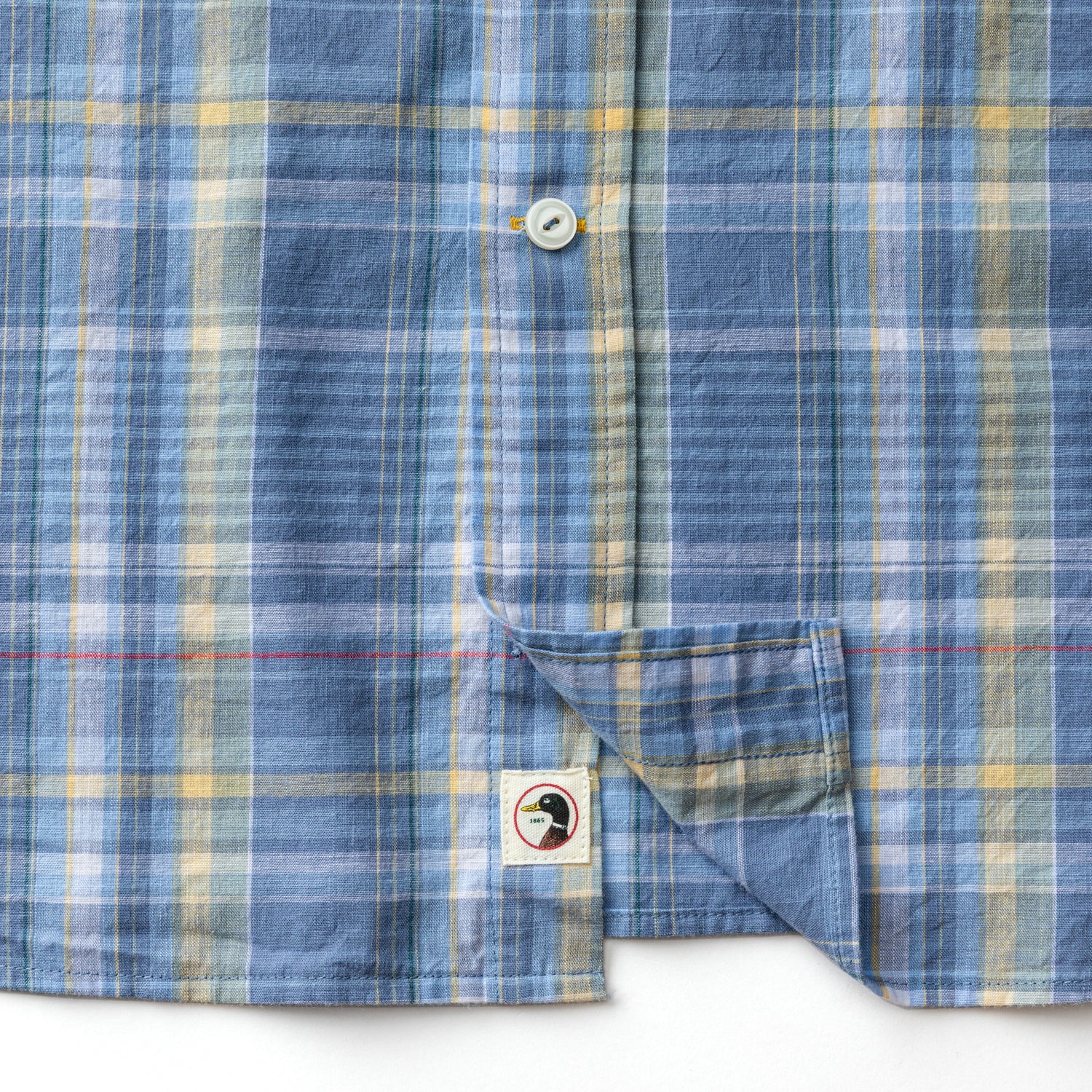 Cotton Slub Sport Shirt - Greer Plaid - Chambray Blue - Image 4