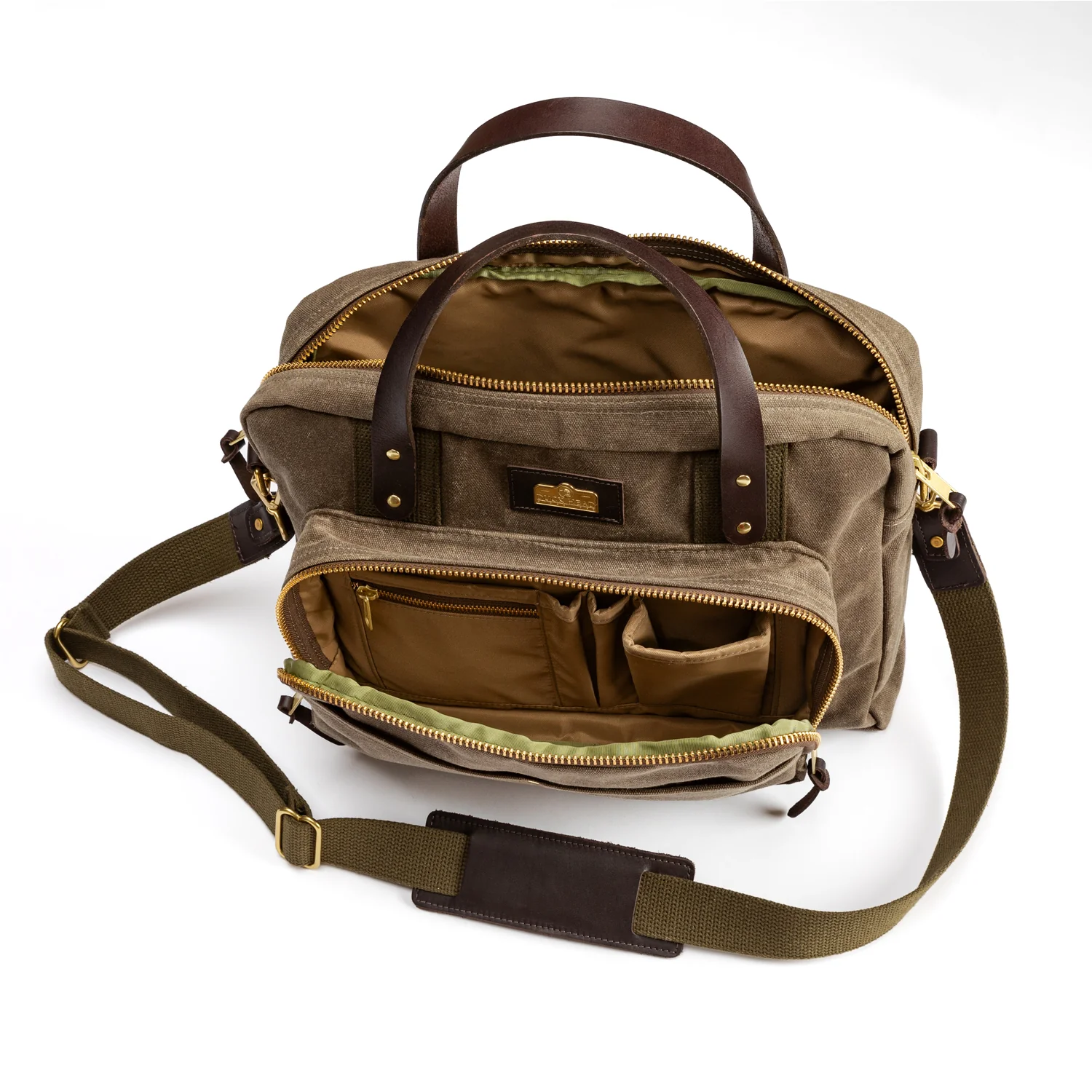 Waxed Canvas Laptop Bag - Field Brown - Image 6