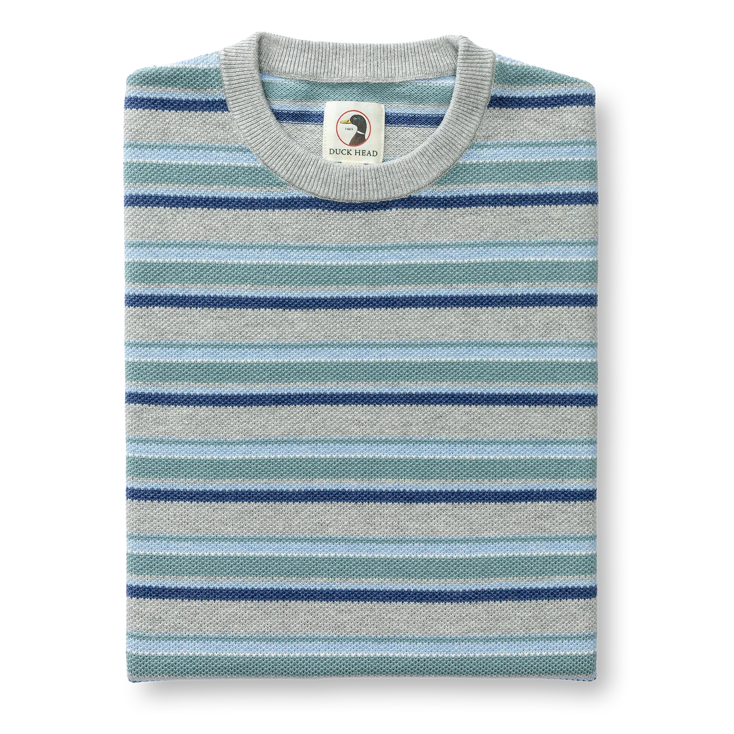 Elmwood Crewneck Striped Pique Sweater - Heather Grey - Image 2