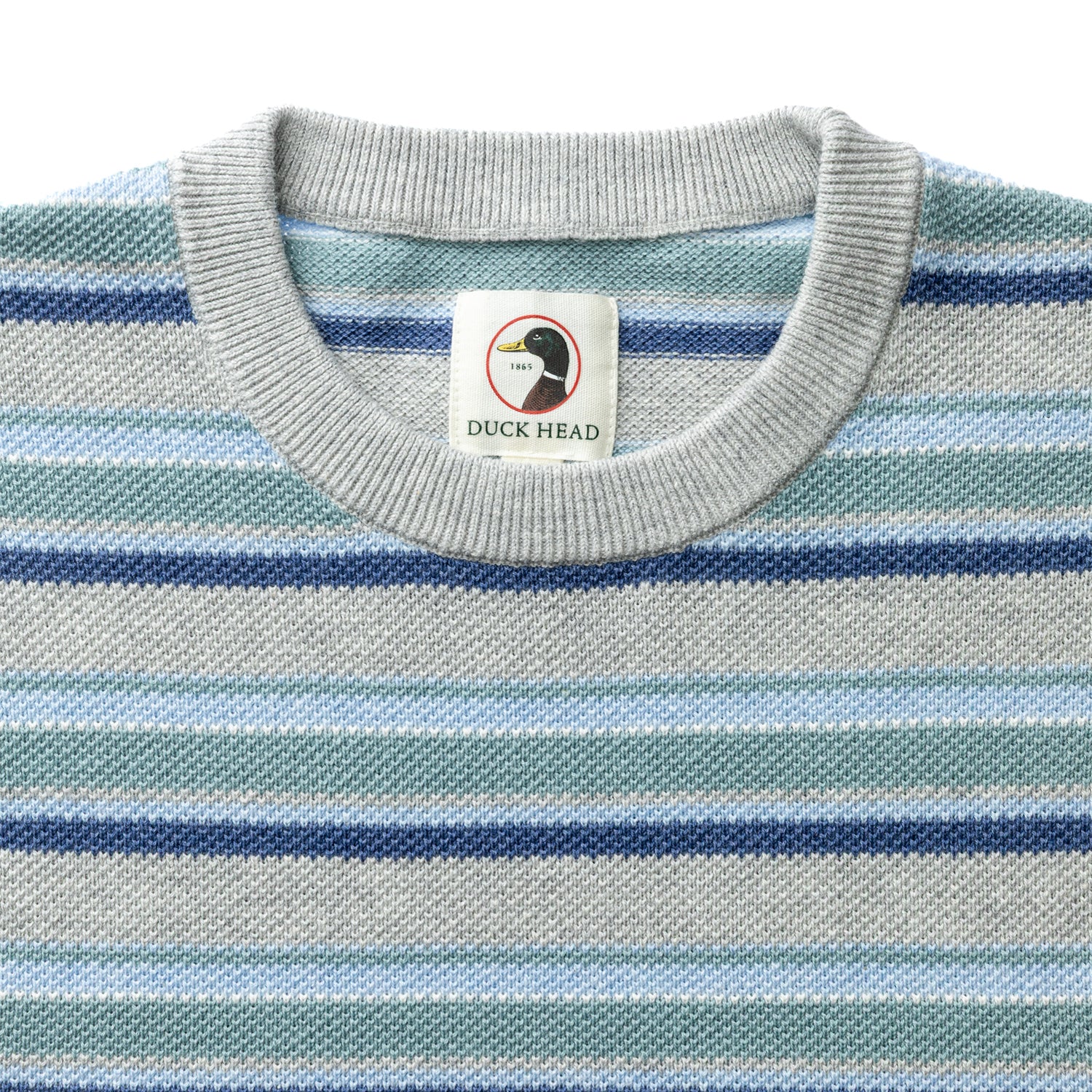 Elmwood Crewneck Striped Pique Sweater - Heather Grey - Image 3