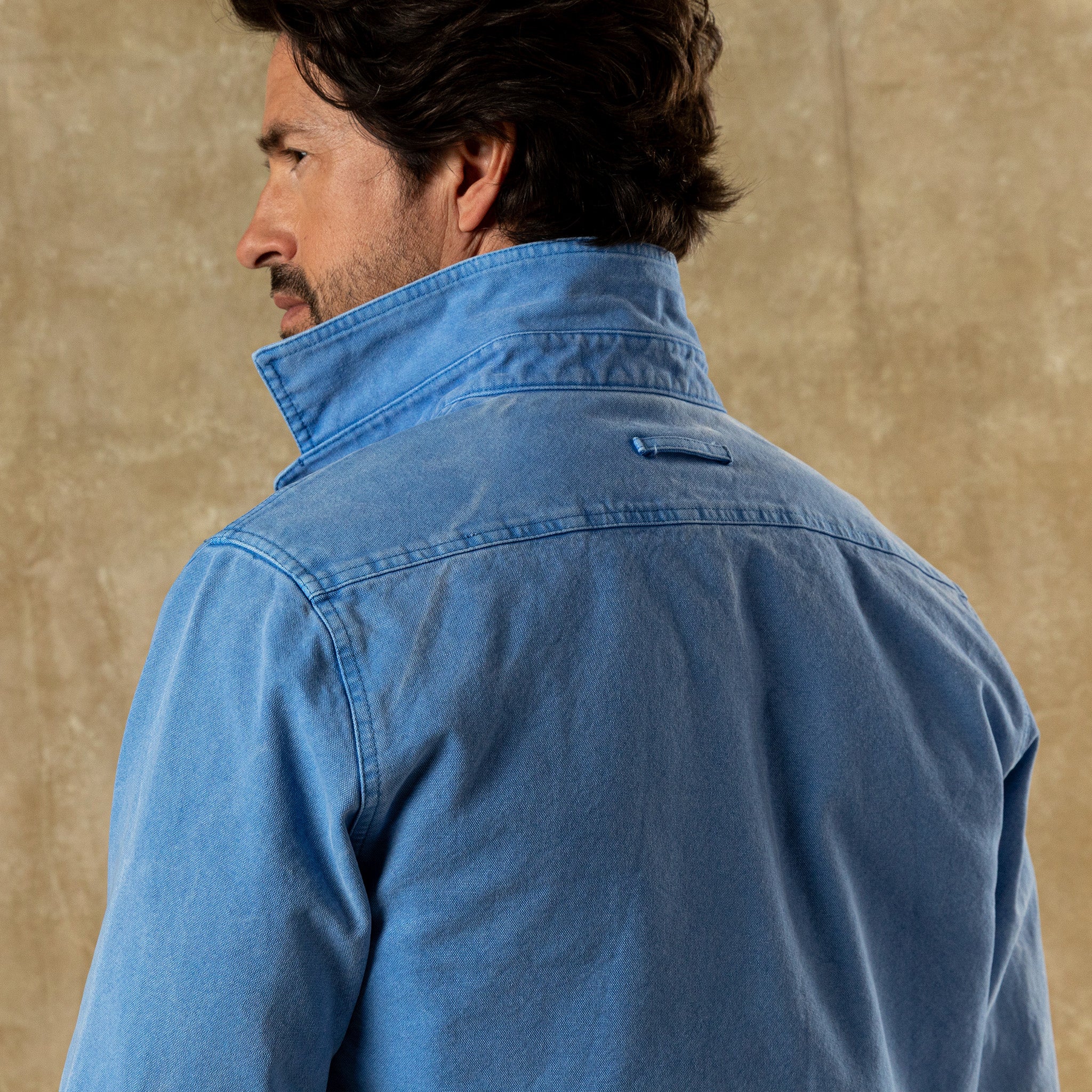 Garment Dyed Duck Canvas Jacket - Cornflower Blue - Image 3