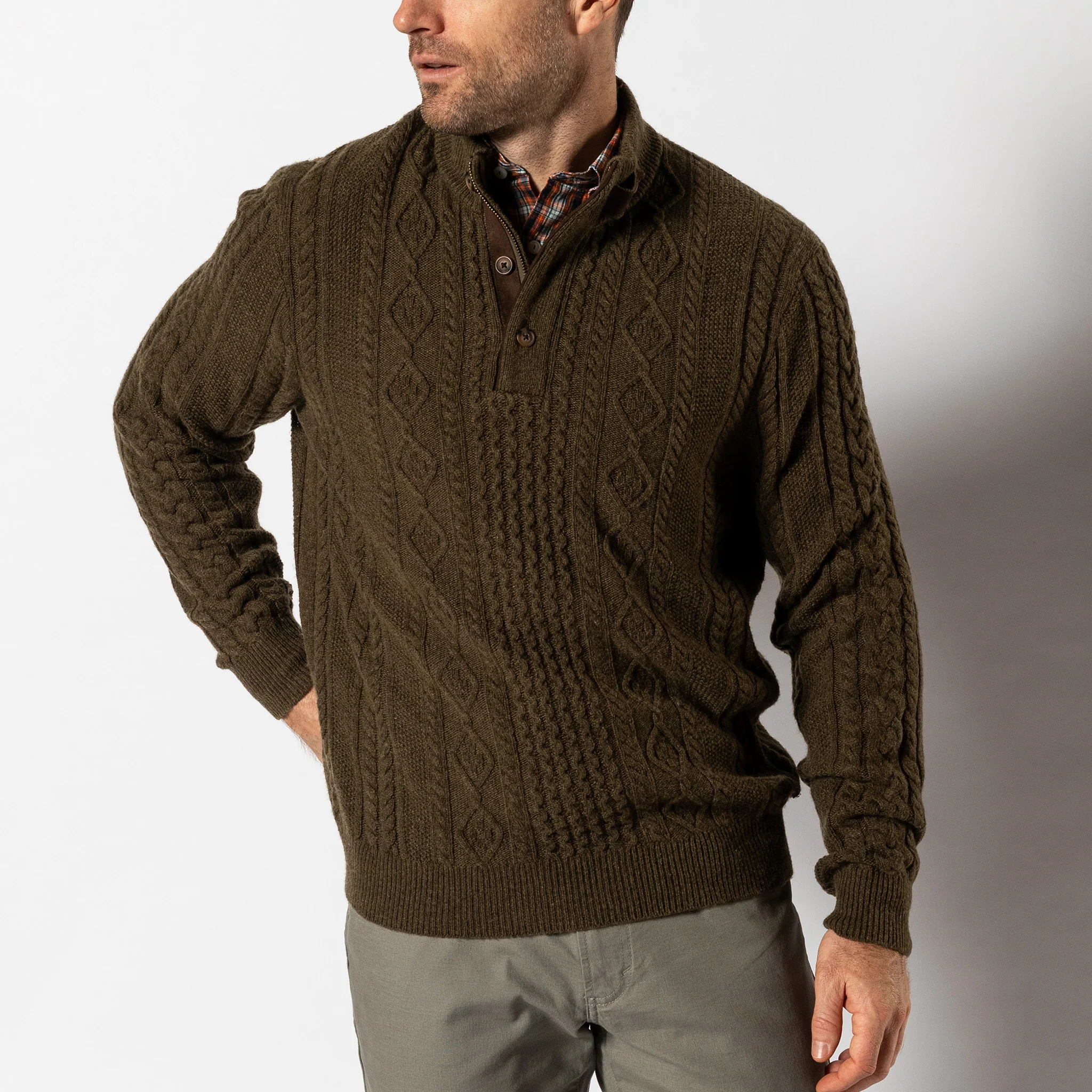 Haines 1/4 Zip Cable Knit Sweater - Image 3