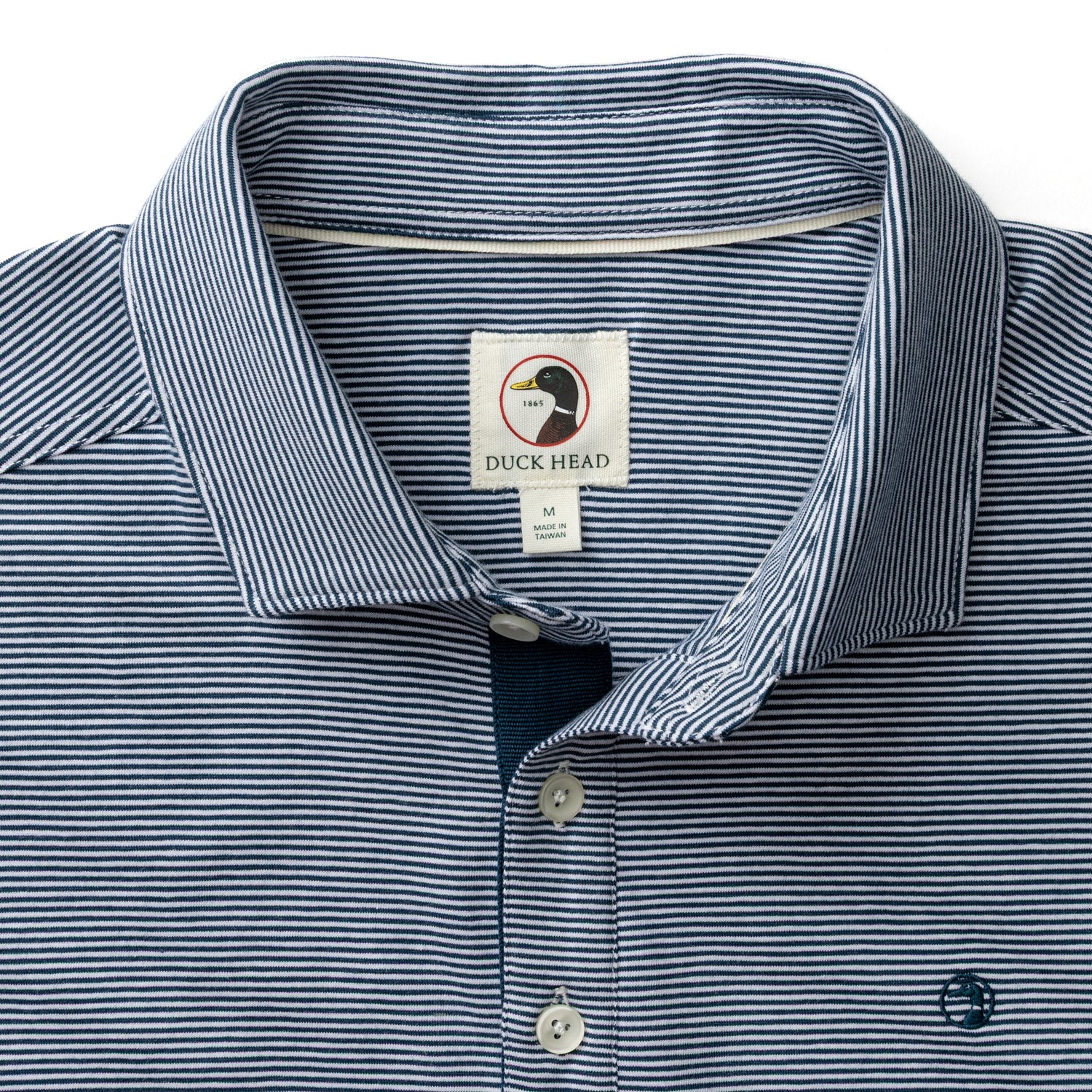 Hanover Pima Cotton Jersey Polo - Blaine Stripe - Mallard Blue - Image 3
