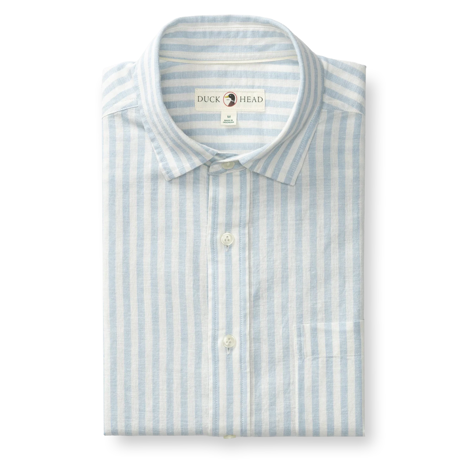 Linen Cotton Oxford Sport Shirt - Baxter Stripe - Sky Blue - Image 2