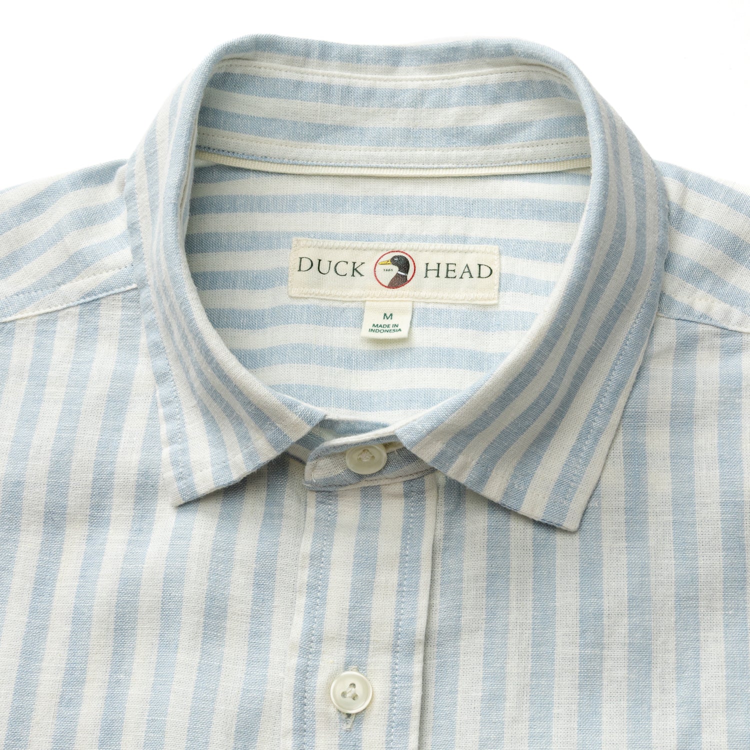 Linen Cotton Oxford Sport Shirt - Baxter Stripe - Sky Blue - Image 3