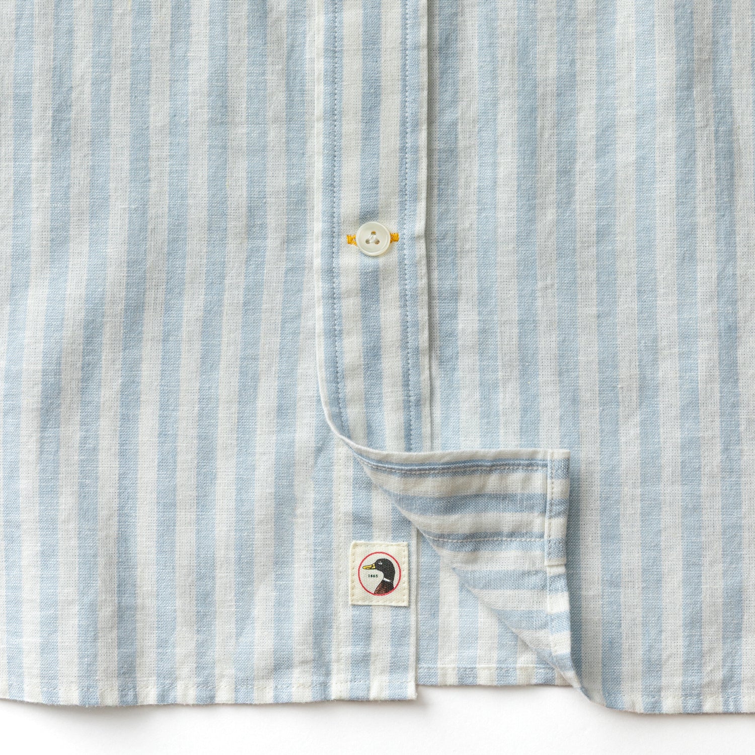 Linen Cotton Oxford Sport Shirt - Baxter Stripe - Sky Blue - Image 4