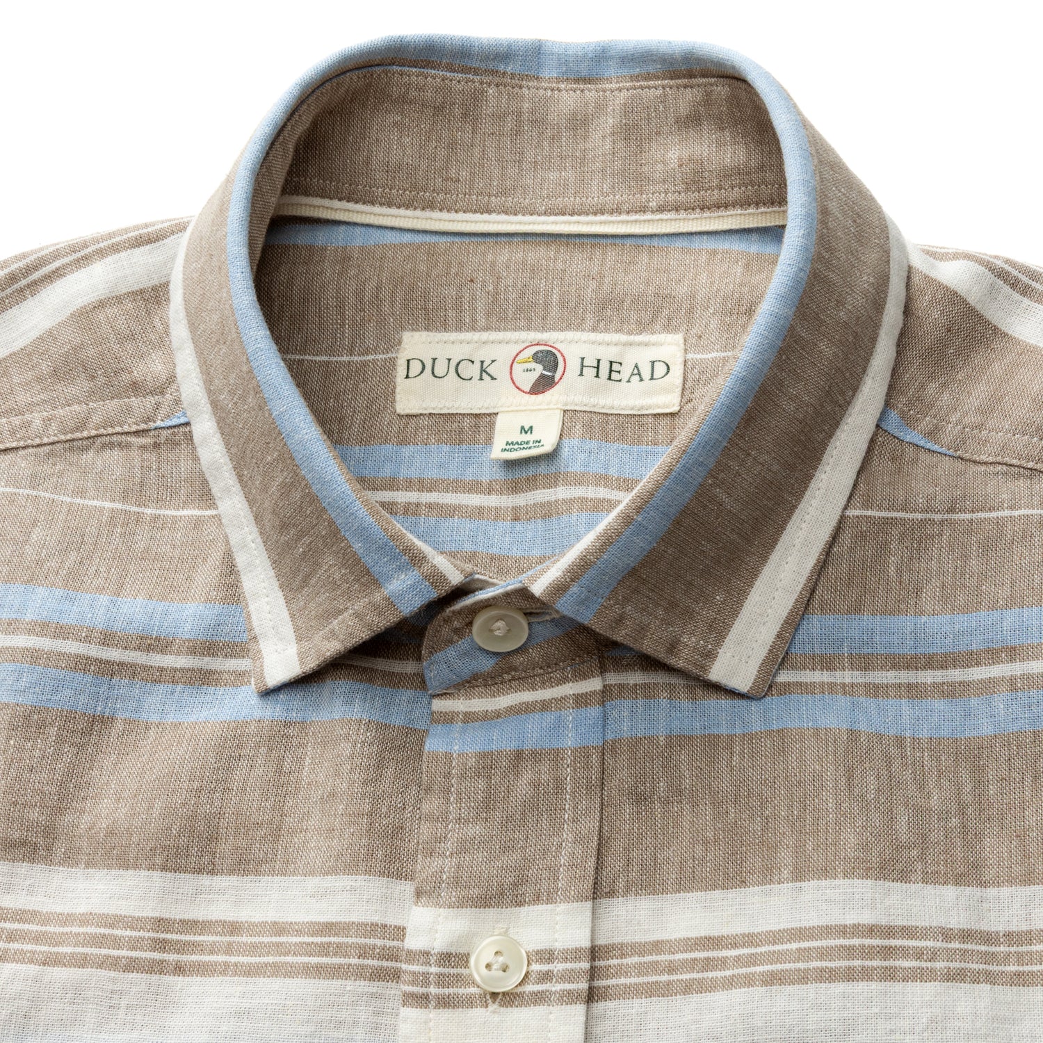 Linen Cotton Oxford Sport Shirt - Matthews Stripe - Clay - Image 3