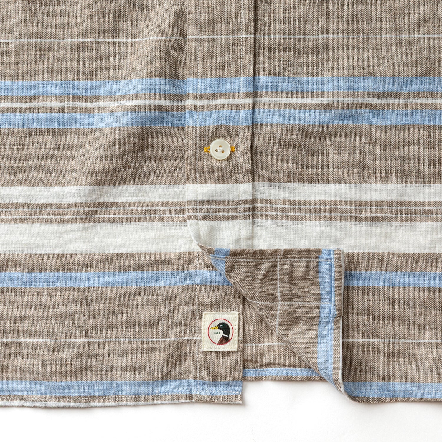 Linen Cotton Oxford Sport Shirt - Matthews Stripe - Clay - Image 4