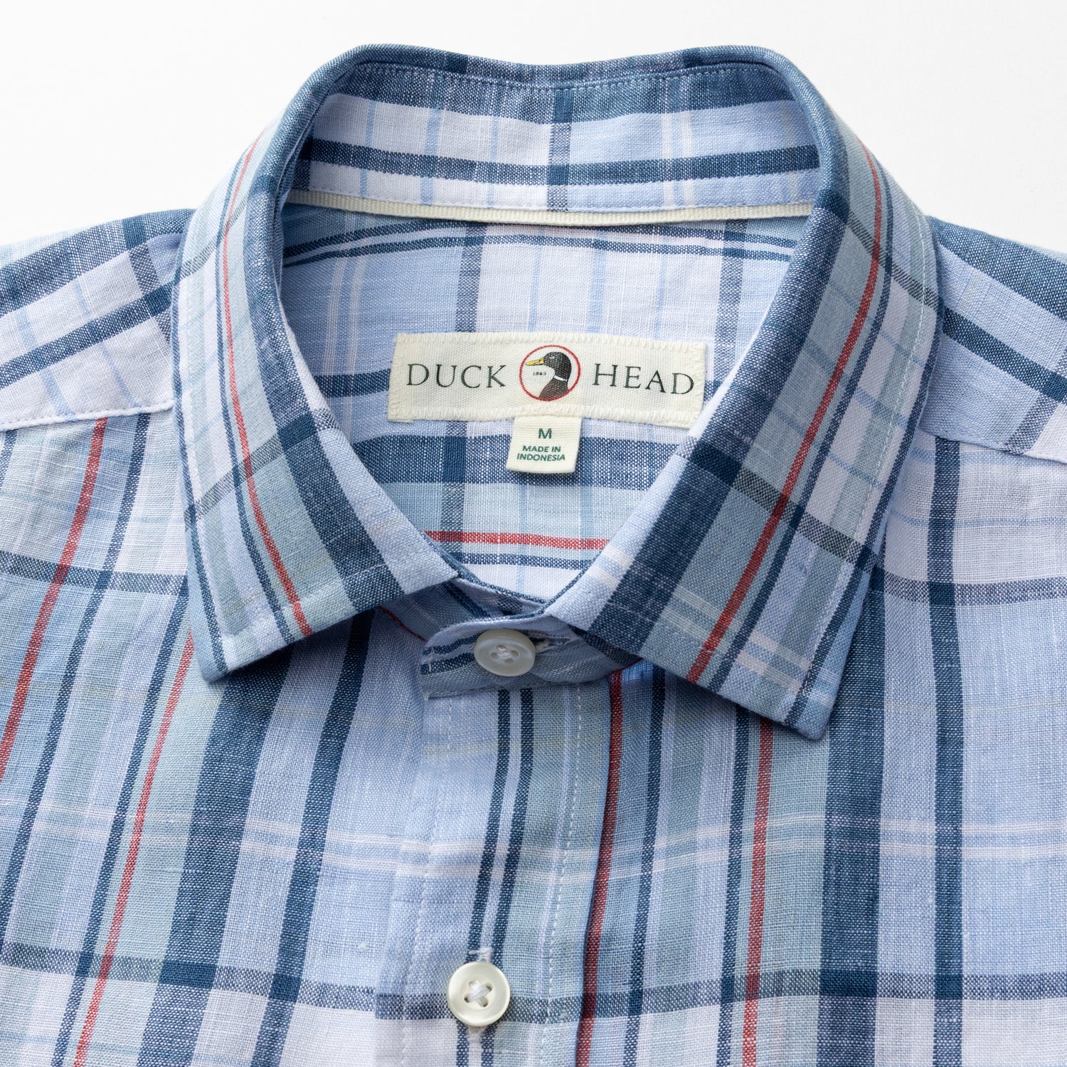 Linen Poplin Sport Shirt - Bridger Plaid - Serenity Blue - Image 3