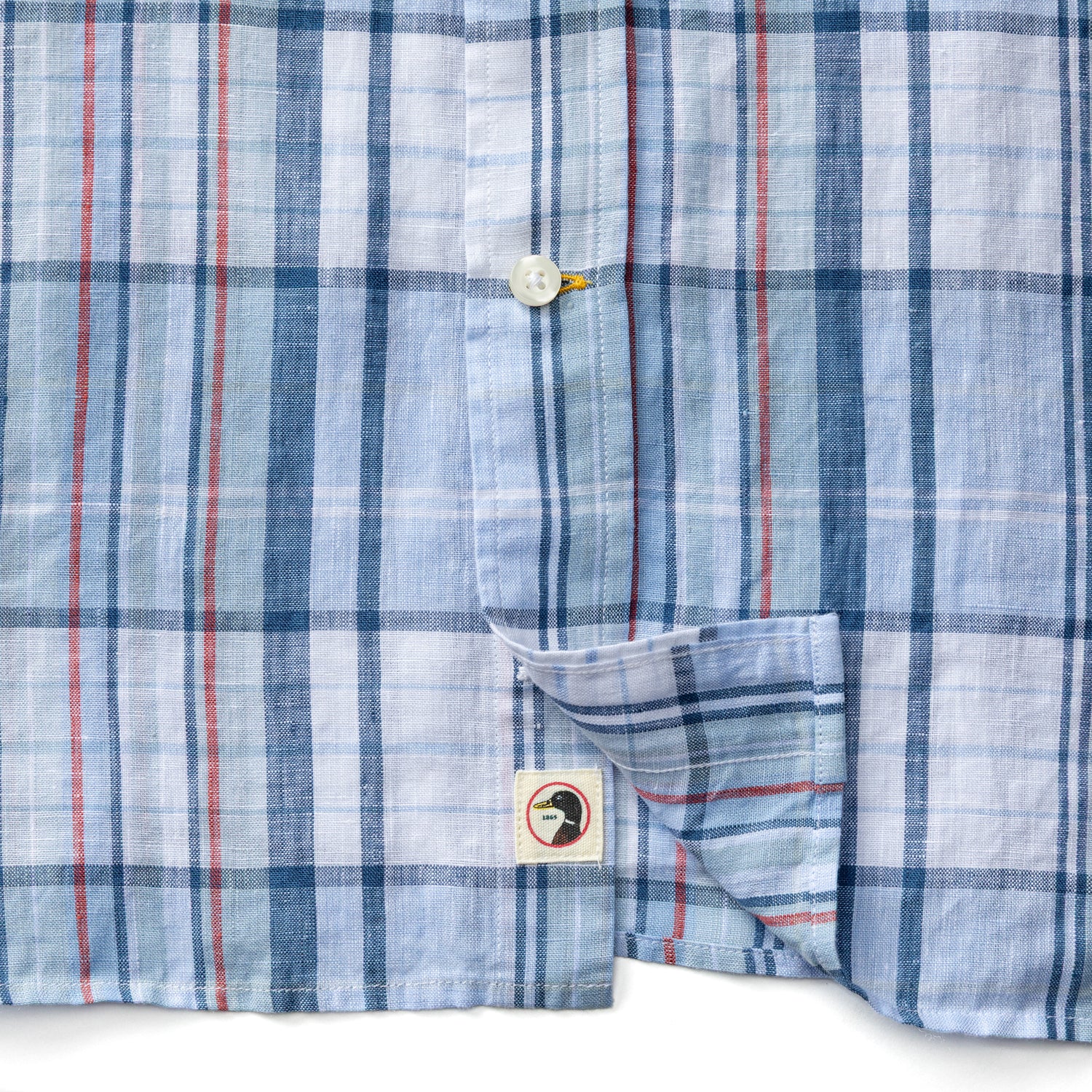 Linen Poplin Sport Shirt - Bridger Plaid - Serenity Blue - Image 4