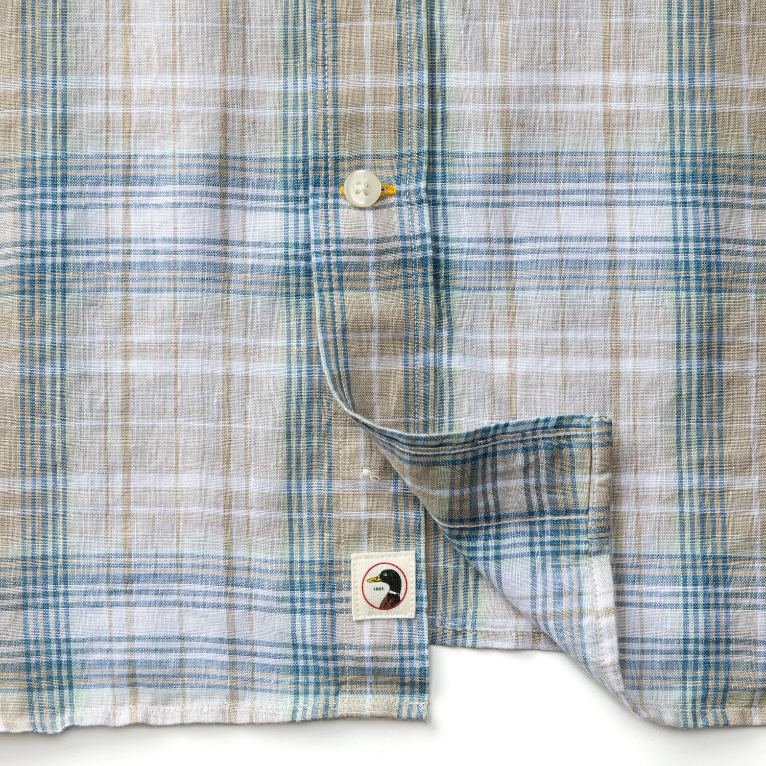 Linen Poplin Sport Shirt - Chaplin Plaid - Sandstone - Image 4