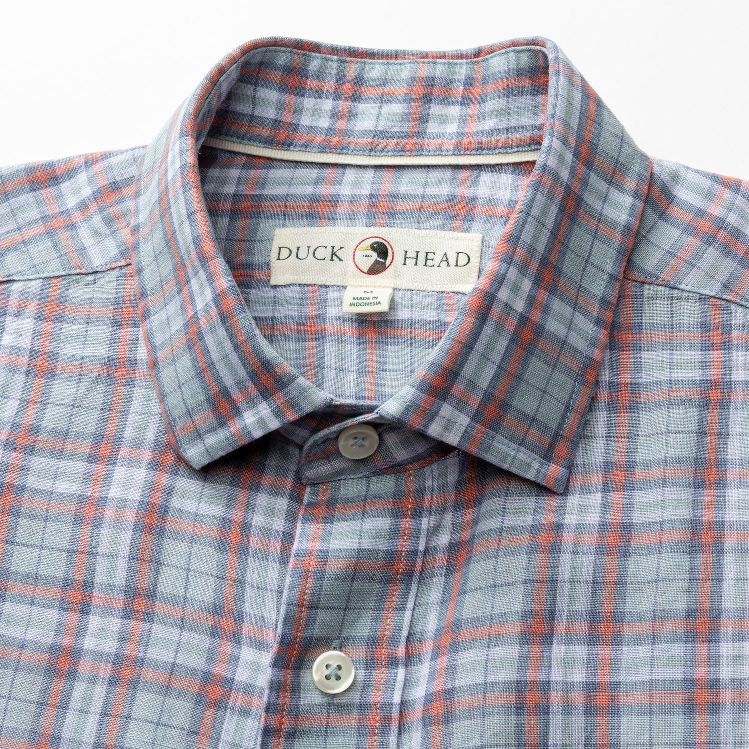 Linen Poplin Sport Shirt - Piers Plaid - Sky Blue - Image 3