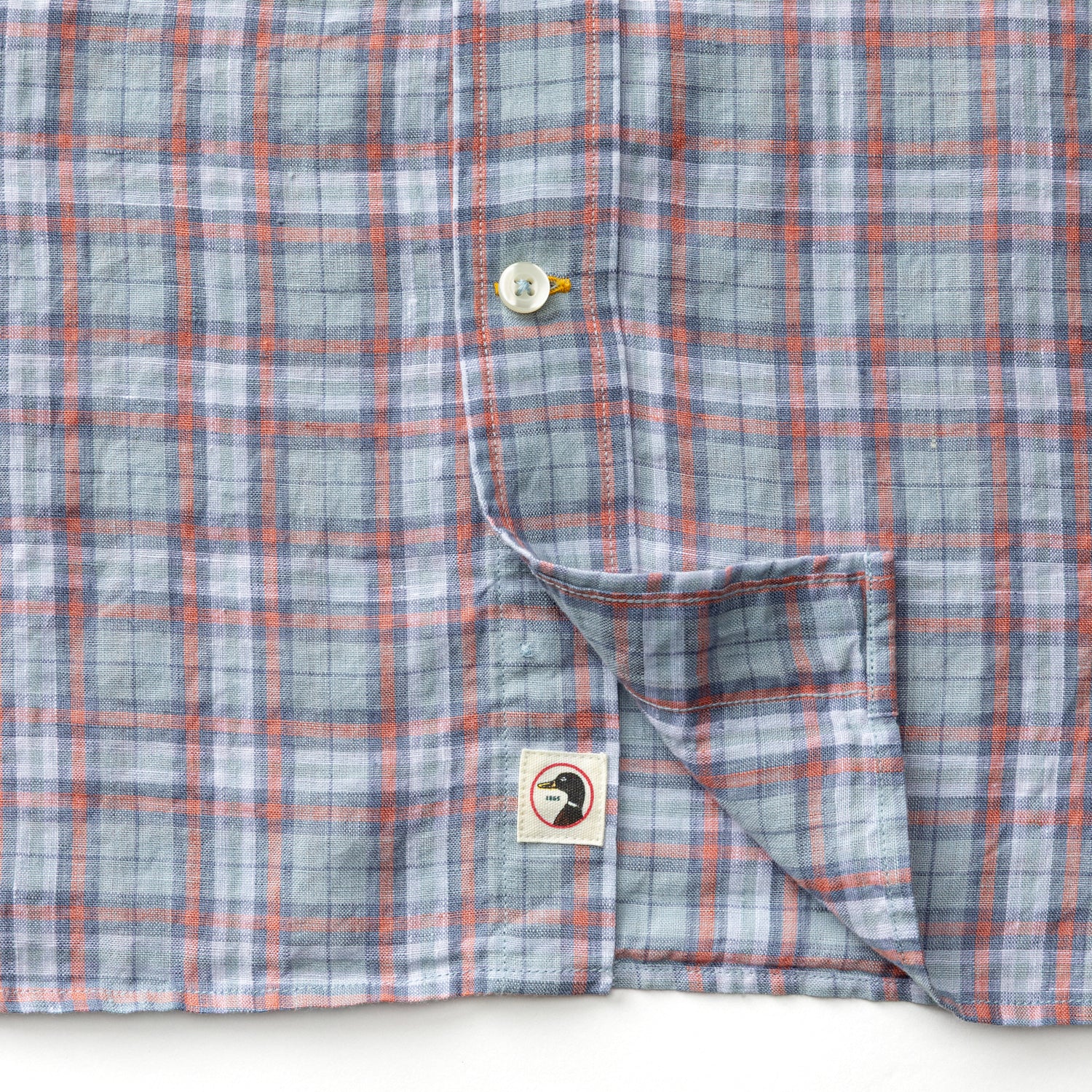 Linen Poplin Sport Shirt - Piers Plaid - Sky Blue - Image 4
