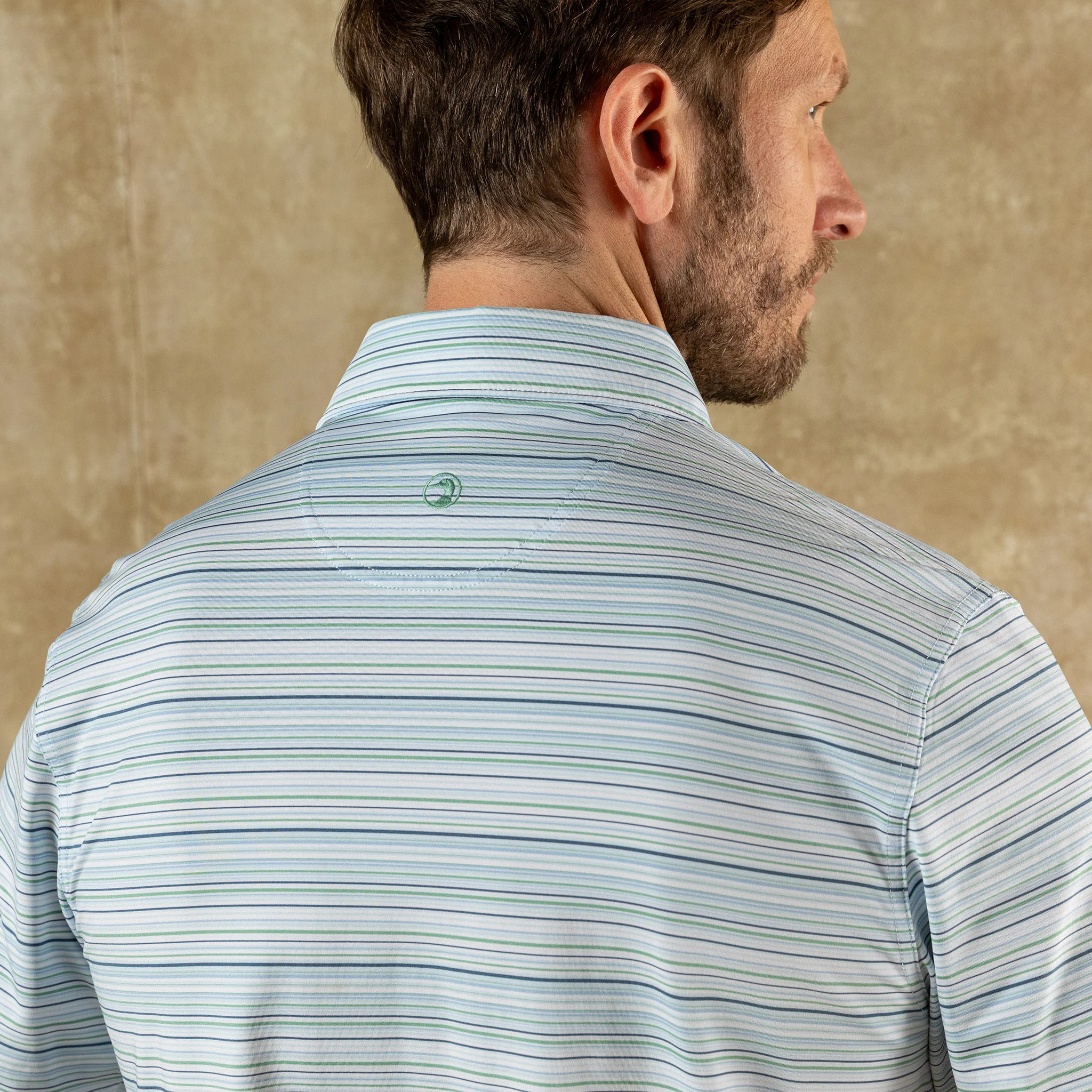 Long Drive Performance Polo - Neil Stripe  - Serenity Blue - Image 3