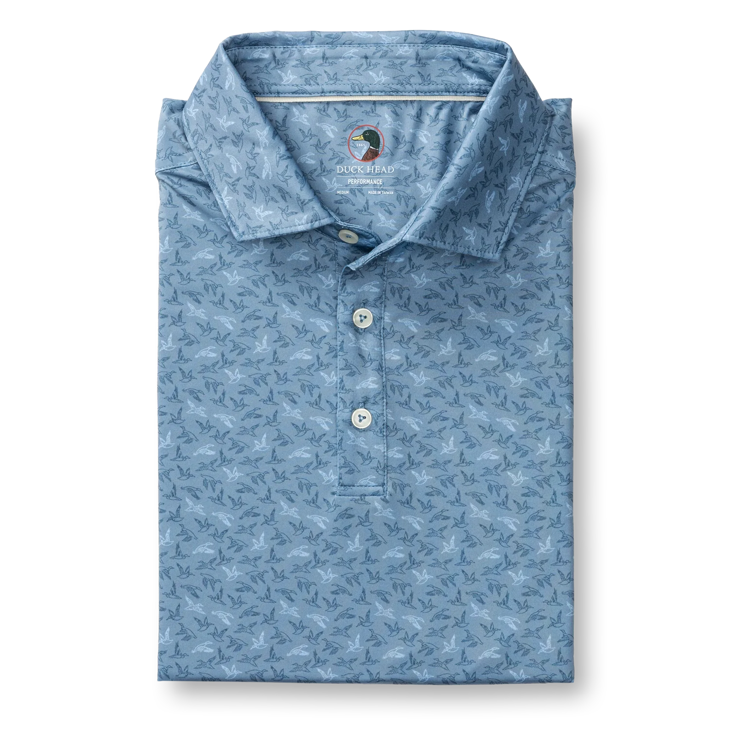 Long Drive Performance Polo - Wingbeat Print - Chambray Blue - Image 4