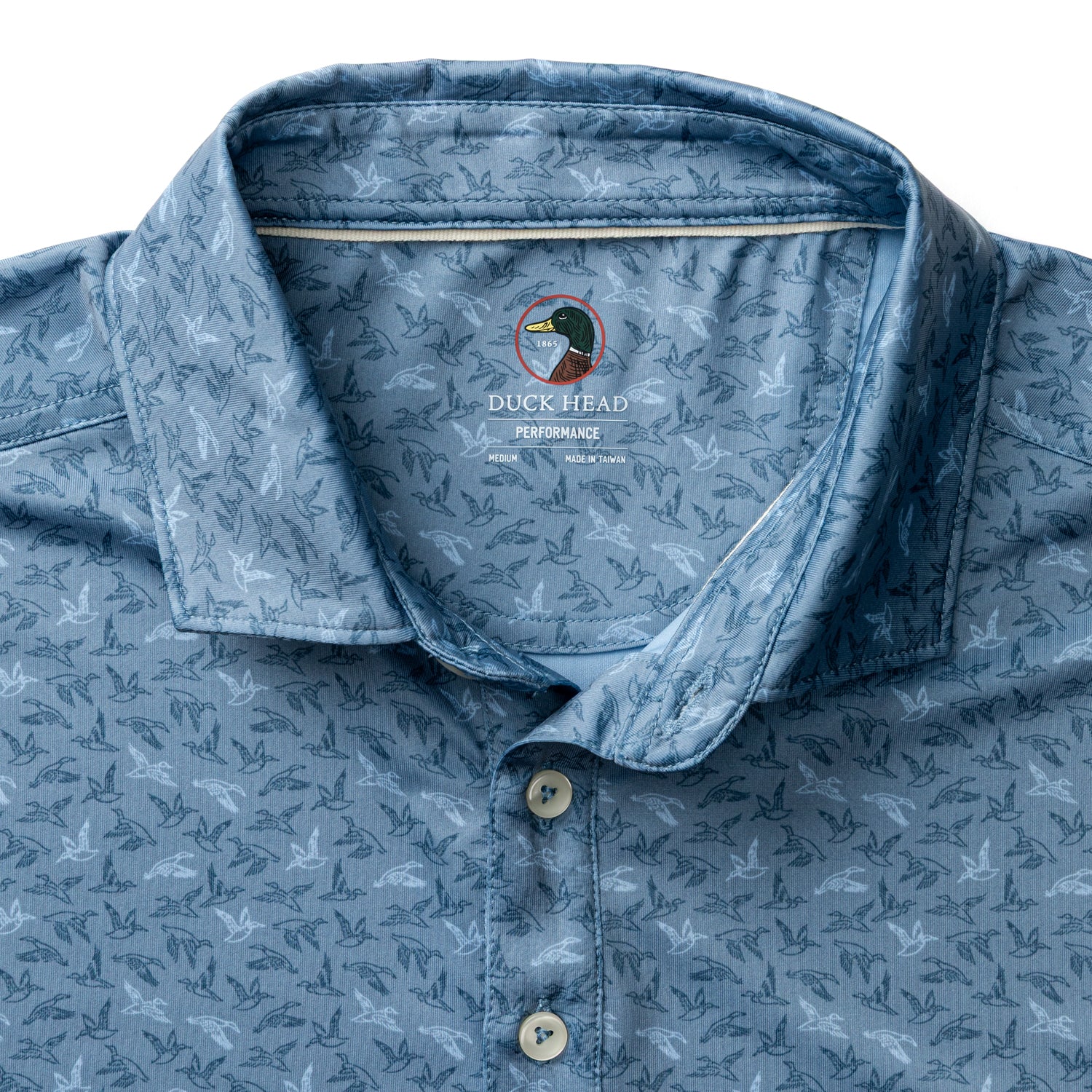 Long Drive Performance Polo - Wingbeat Print - Chambray Blue - Image 5