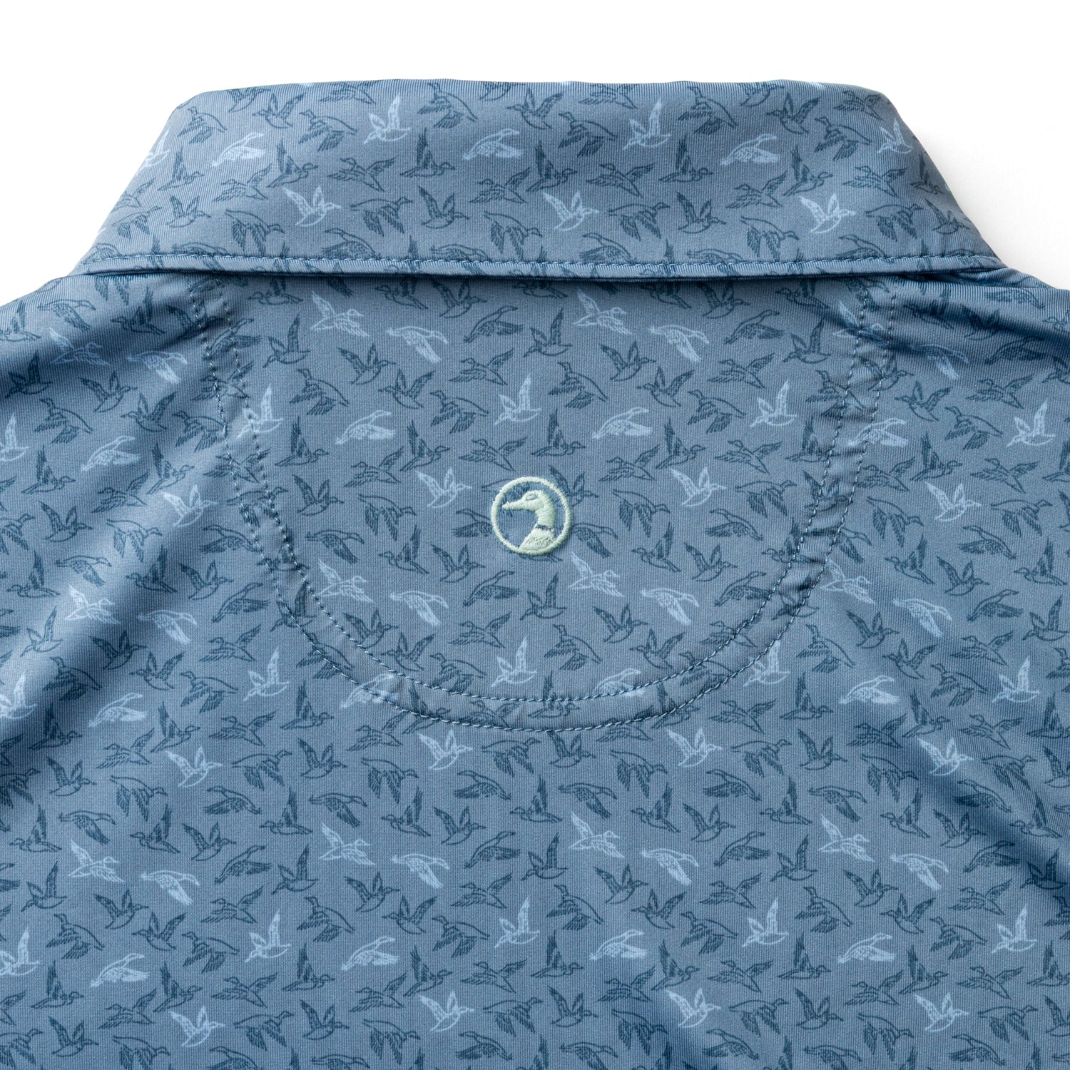 Long Drive Performance Polo - Wingbeat Print - Chambray Blue - Image 6