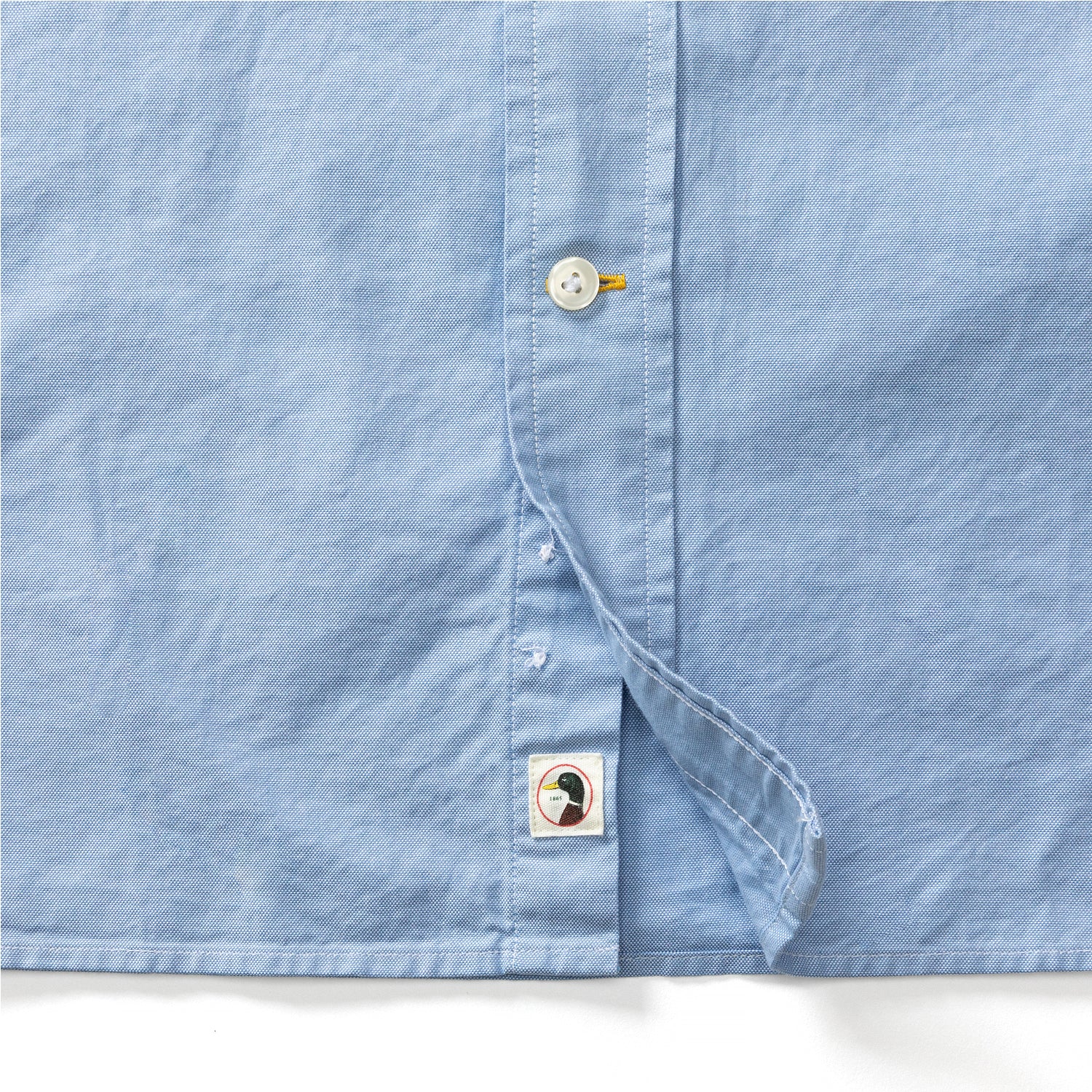 Cotton Oxford Sport Shirt - Morris Solid - Blue - Image 3