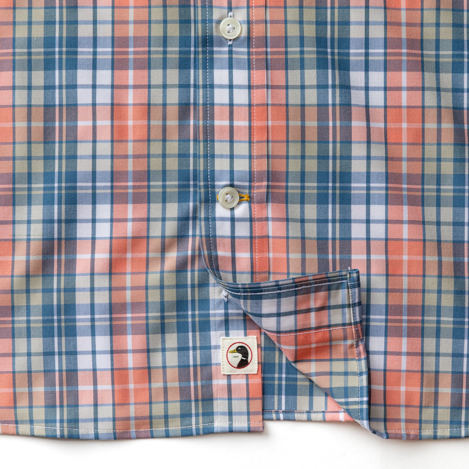 Performance Poplin Sport Shirt - Oakville Plaid - Coral - Image 4