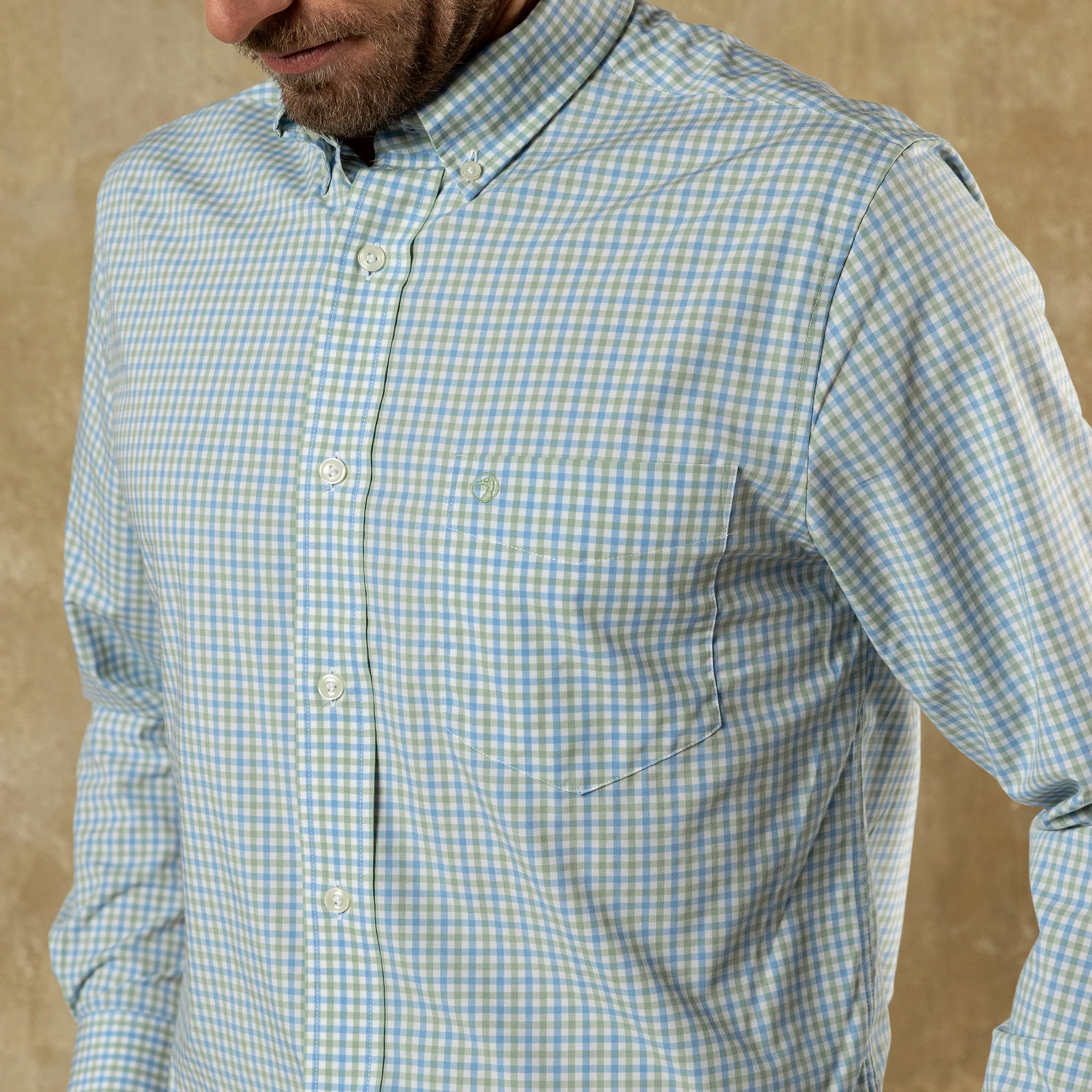 Performance Poplin Sport Shirt - Shaw Gingham - Sage - Image 2
