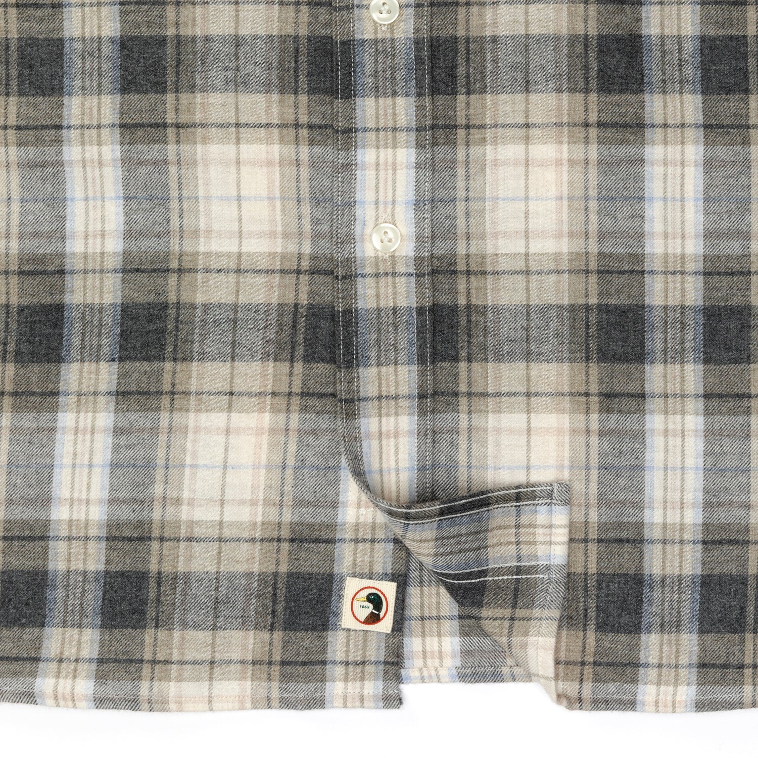 Cotton Flannel Sport Shirt - Rolland Plaid - Stone Heather - Image 3