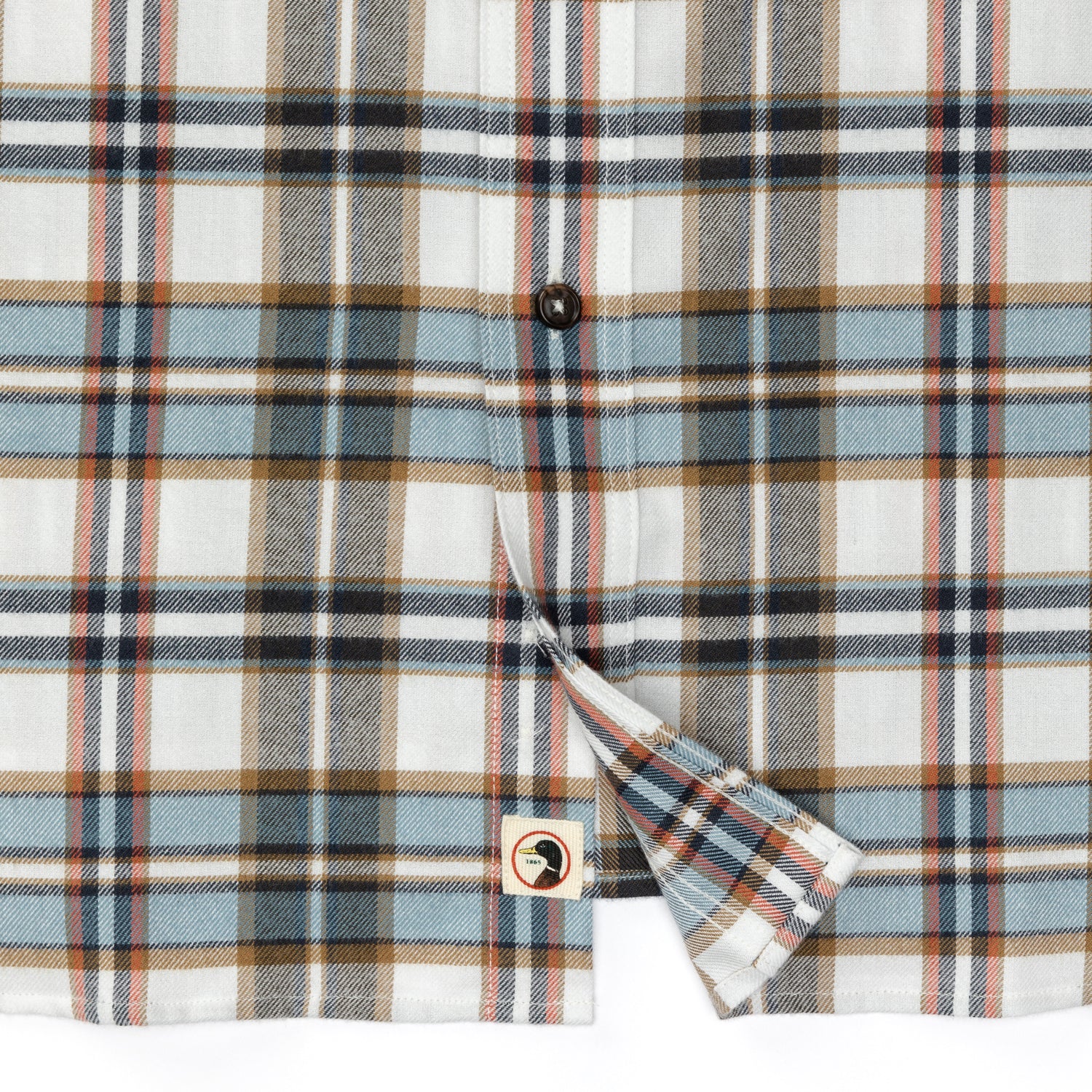 Cotton Flannel Sport Shirt - Russin Plaid - Soft White - Image 3