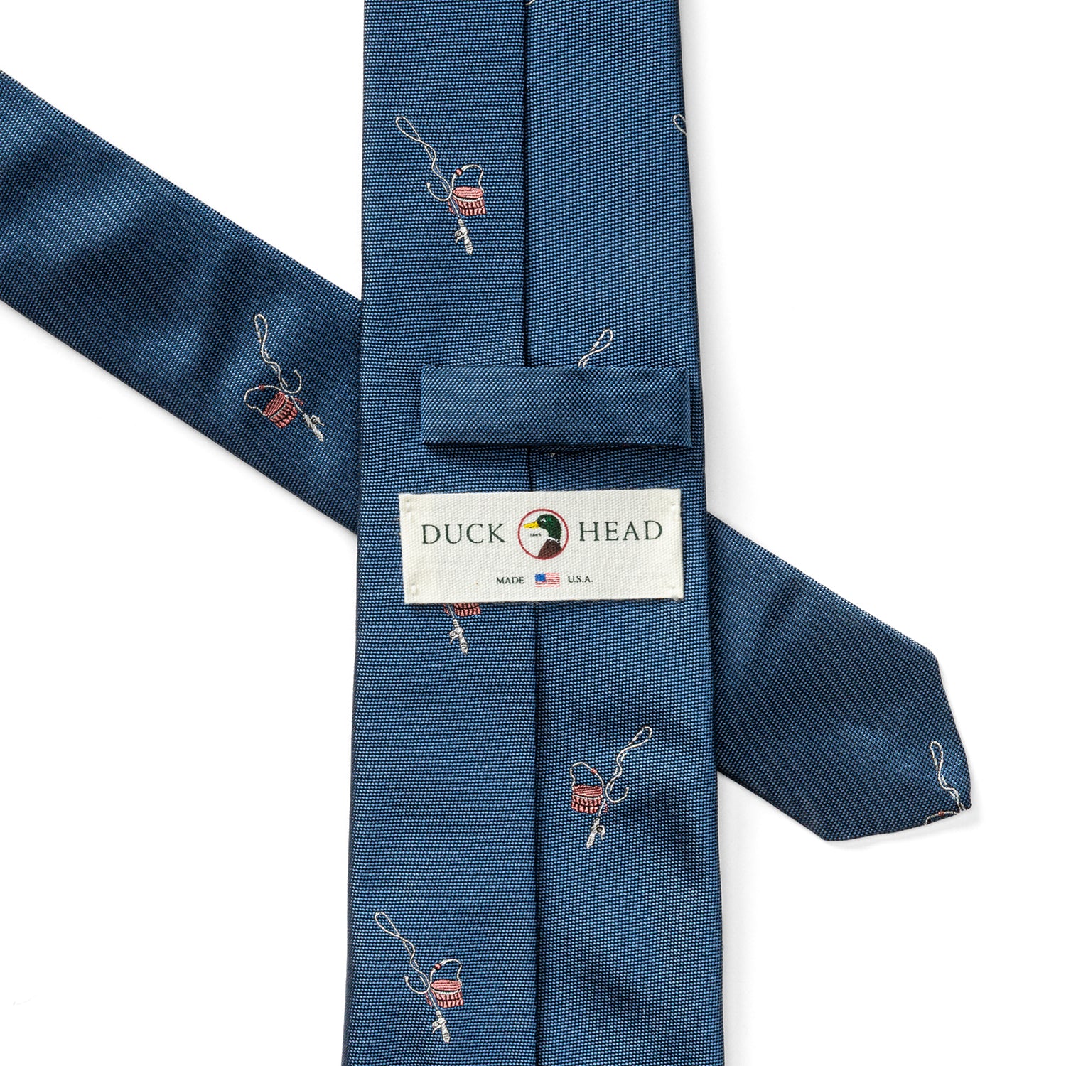 Silk Fishing Motif Tie - Varsity Blue - Image 2