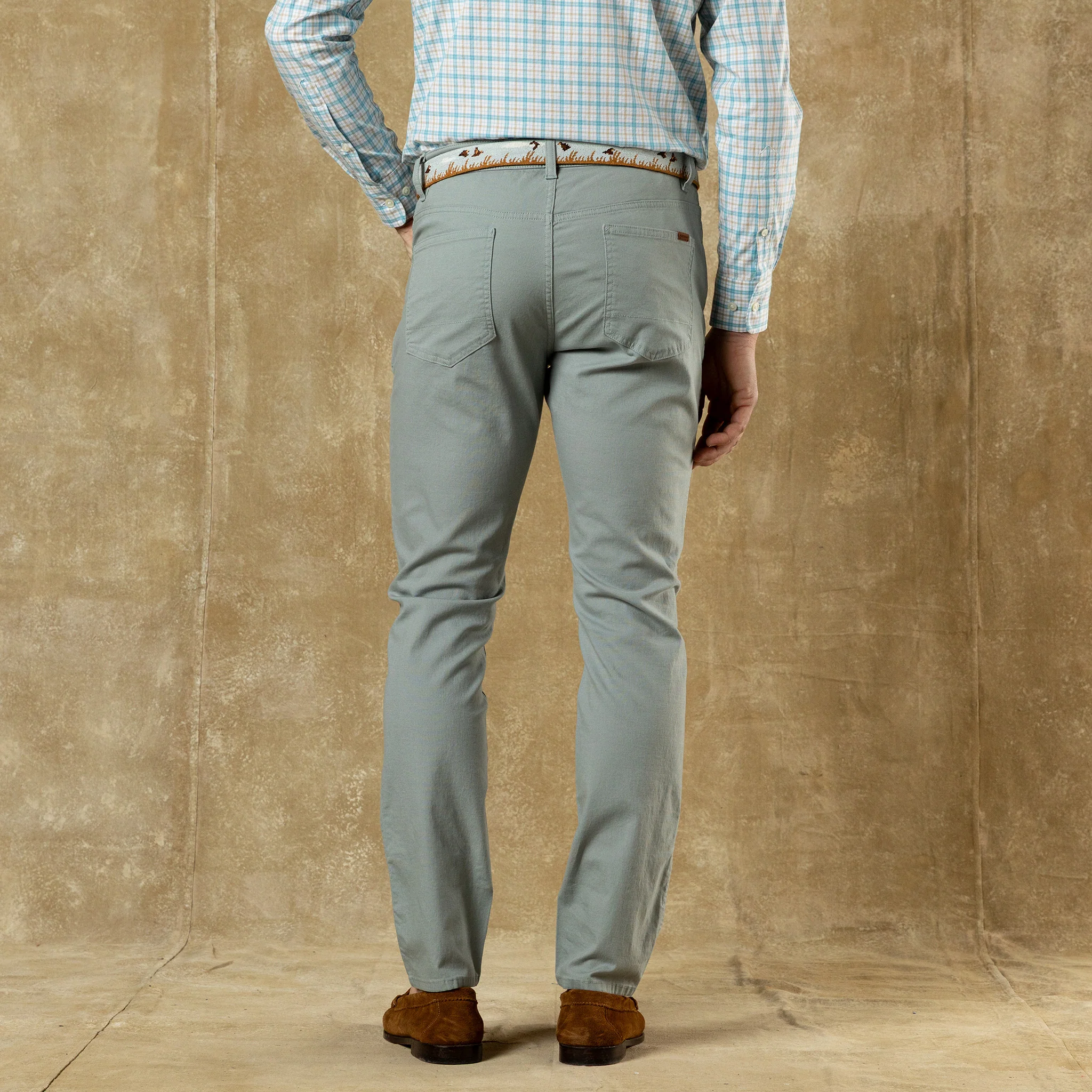 Slim Fit Pinpoint Canvas  Five-Pocket - Pewter Grey - Image 2
