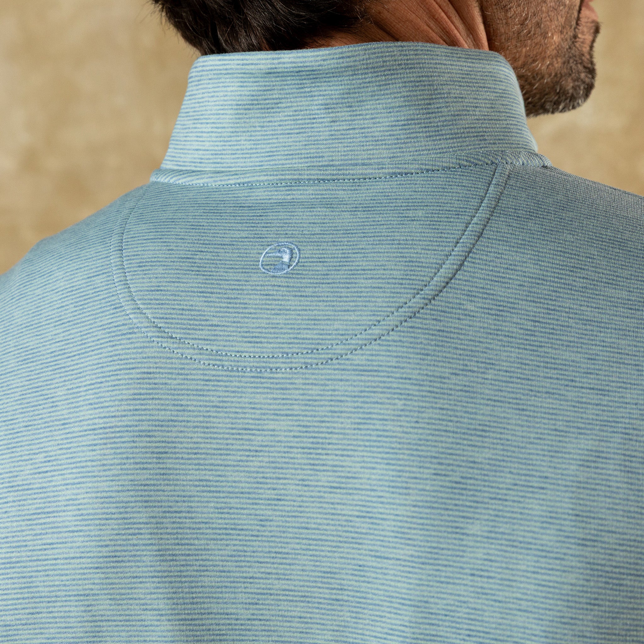 Summerford Striped Performance 1/4 Zip Pullover - Chambray Blue Heather - Image 2