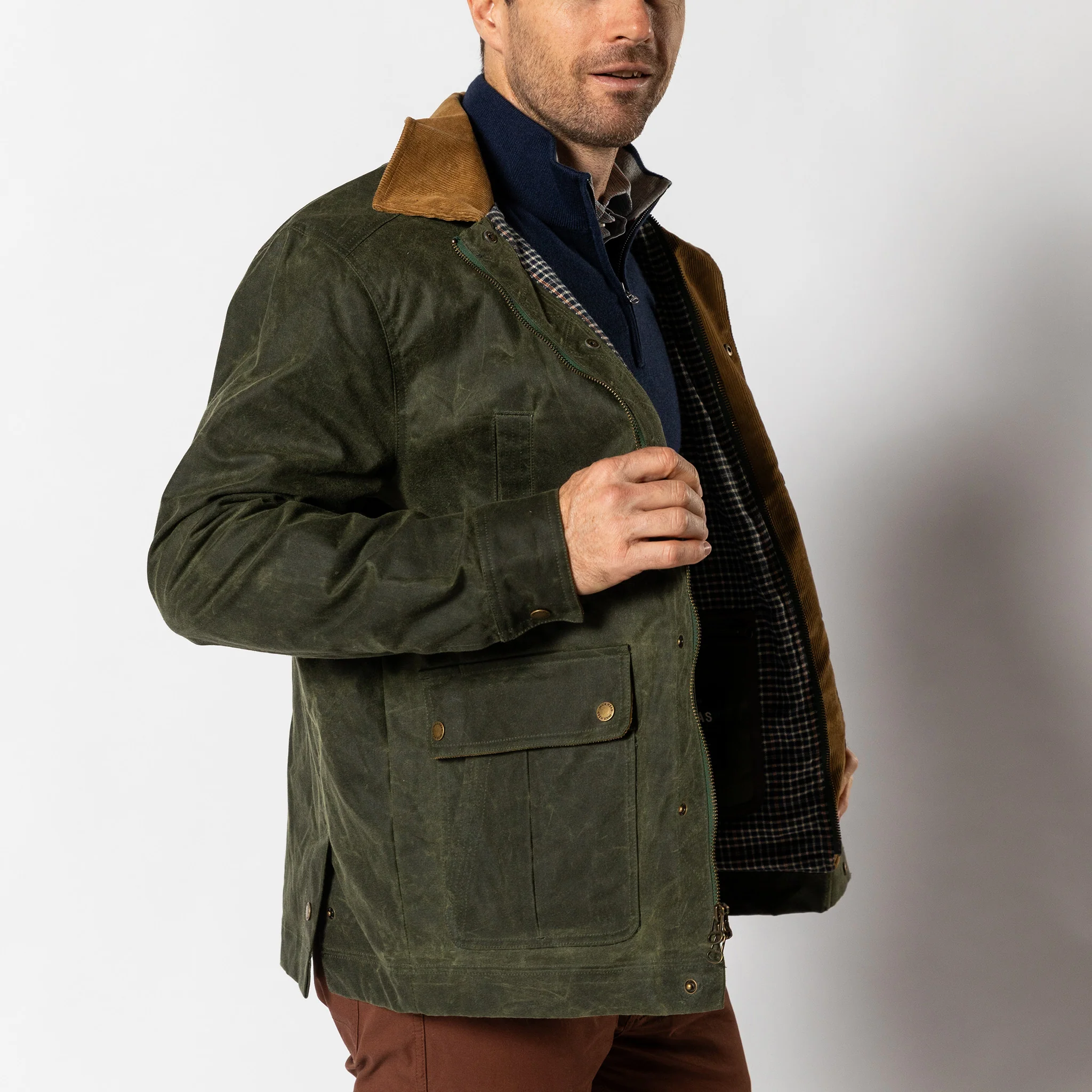 Waxed Duck Canvas Jacket - Deep Olive - Image 3