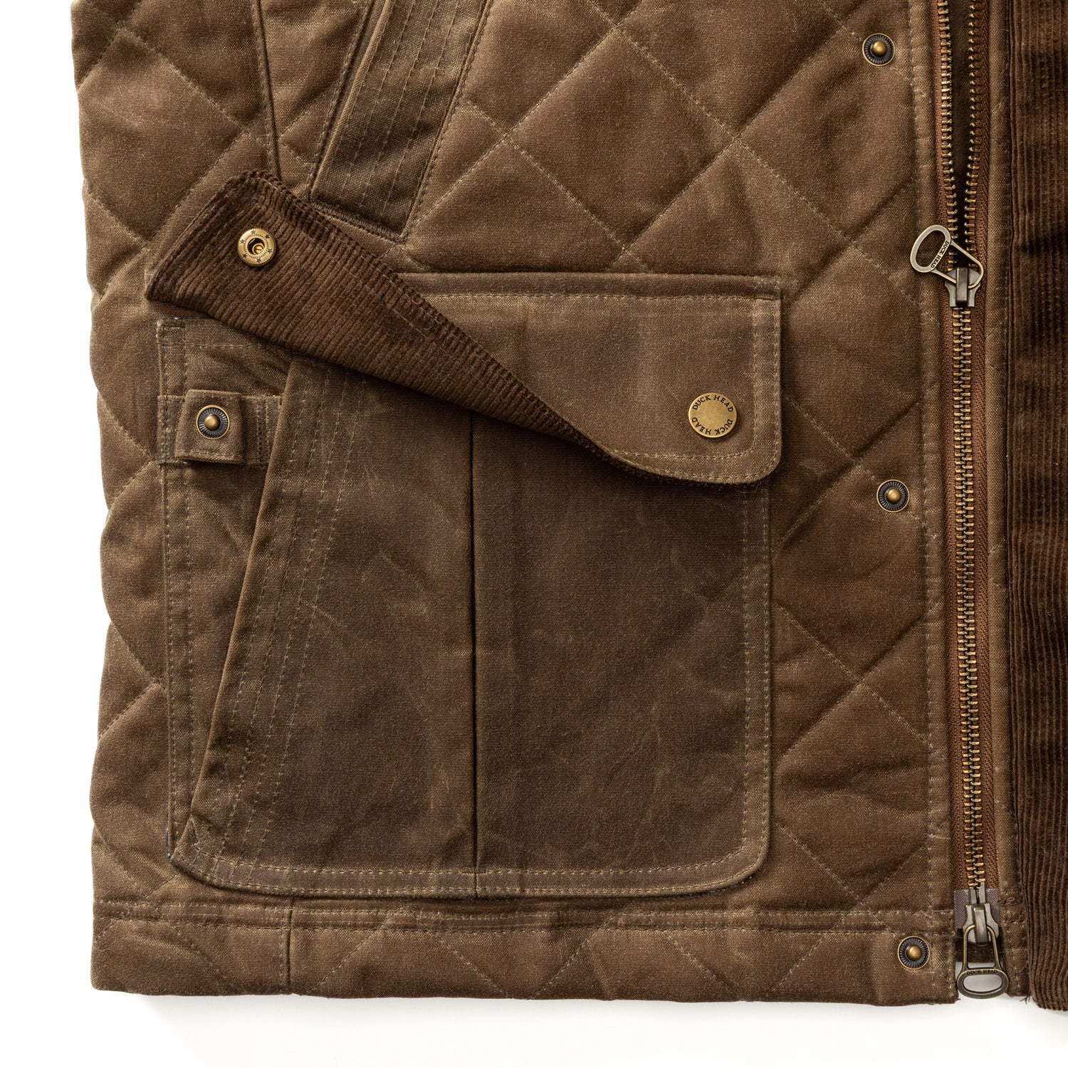 Waxed Duck Canvas Quilted Vest - Dark Oak - Image 7