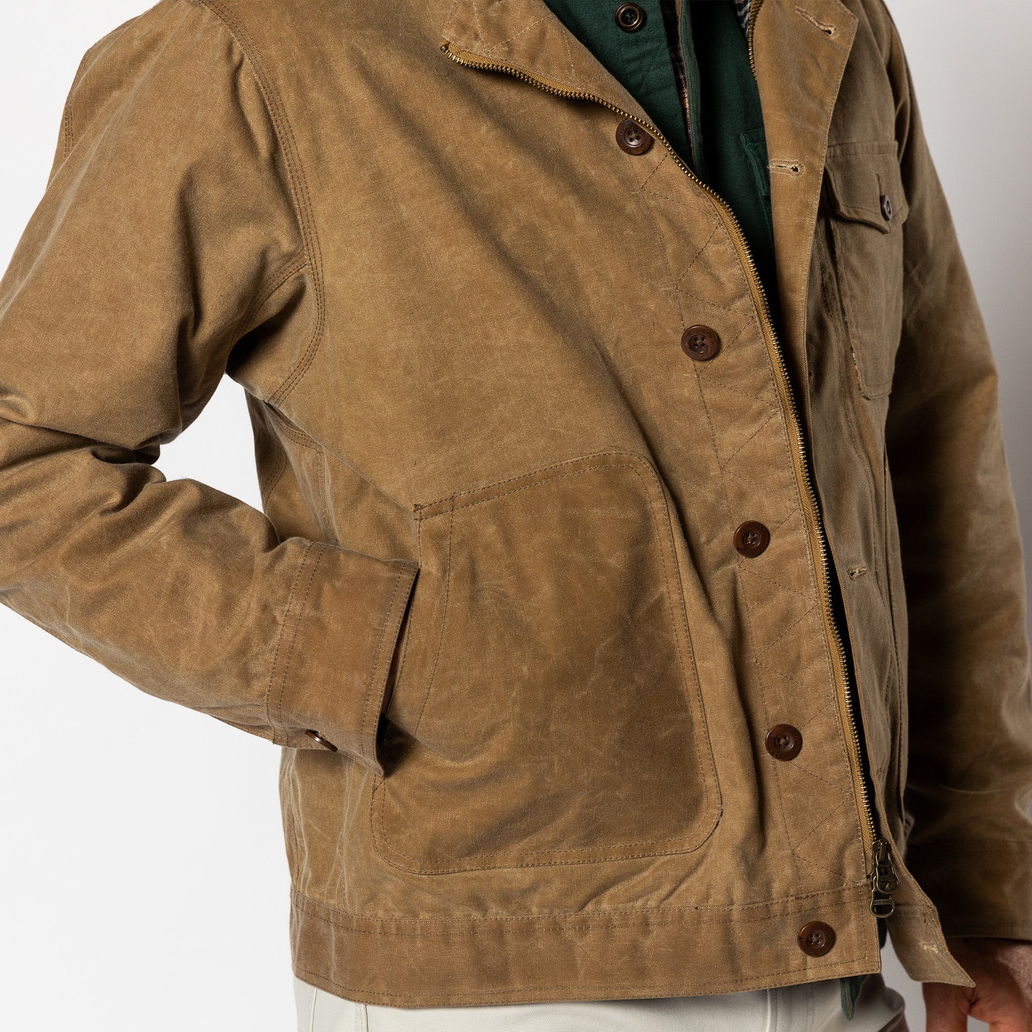 Waxed Duck Canvas Rancher Jacket - Umber Brown - Image 3