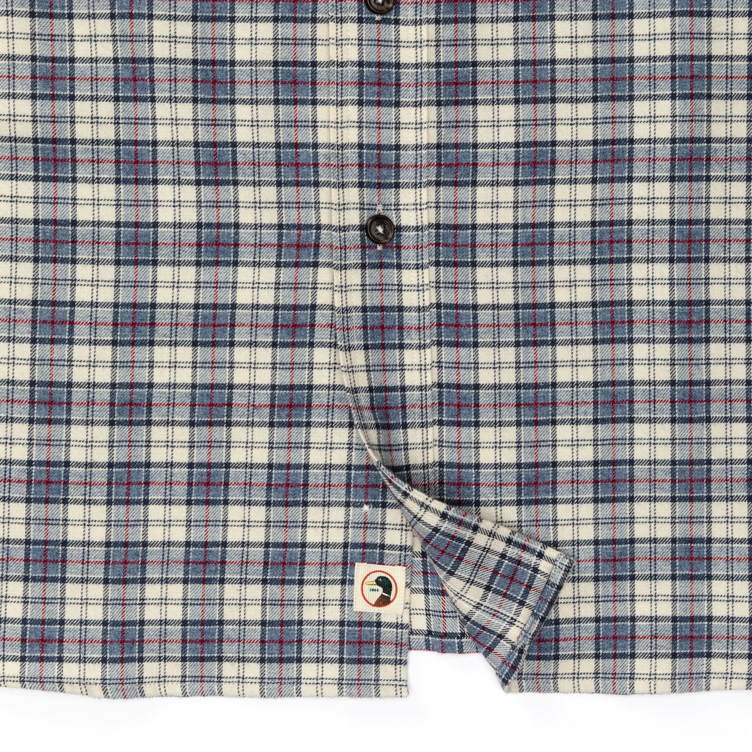 Cotton Flannel Sport Shirt - Werth Plaid - Stone Blue Heather - Image 4