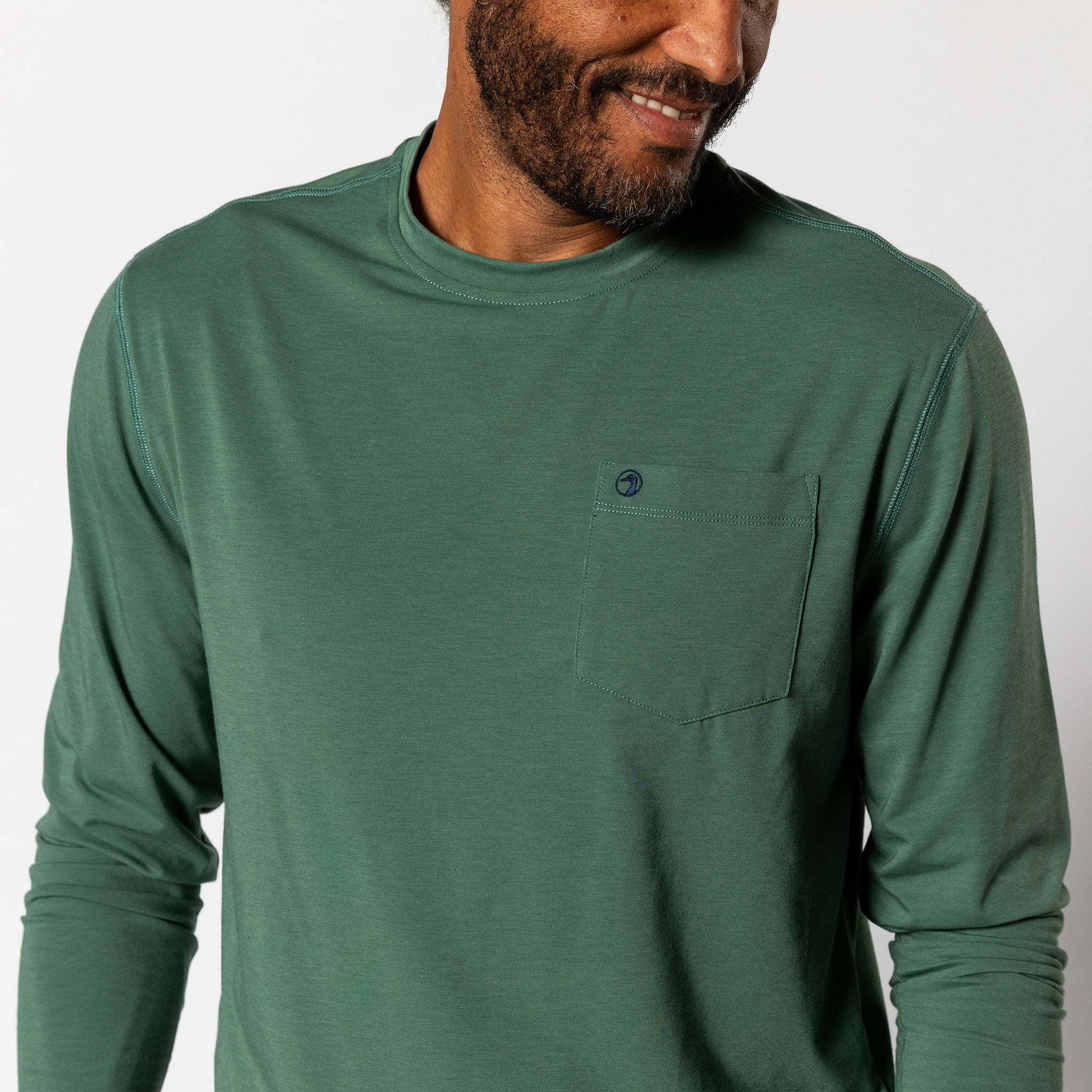 Windward Long Sleeve Performance T-Shirt - Duck Green - Image 2