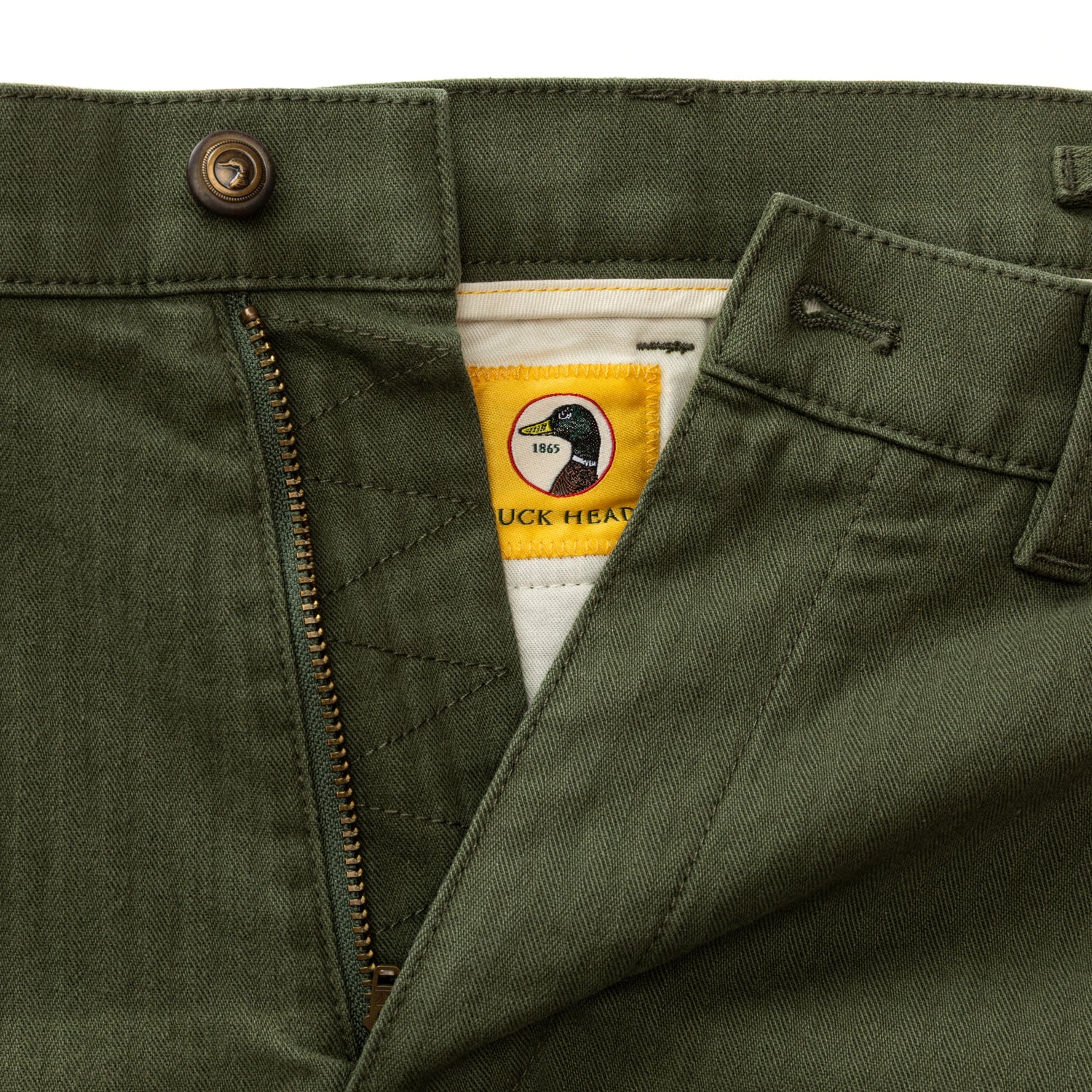 Cotton Wool Herringbone Gold School Chino - Duck Green - Image 5